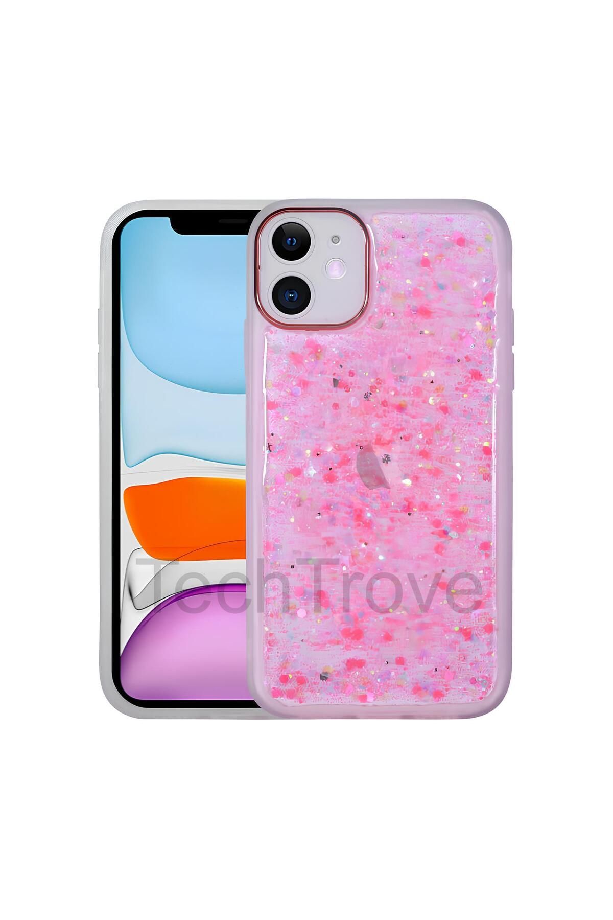 TechTrove Apple iPhone 11 Kılıf Figürlü Desenli Işıltılı Sert Sos Kapak