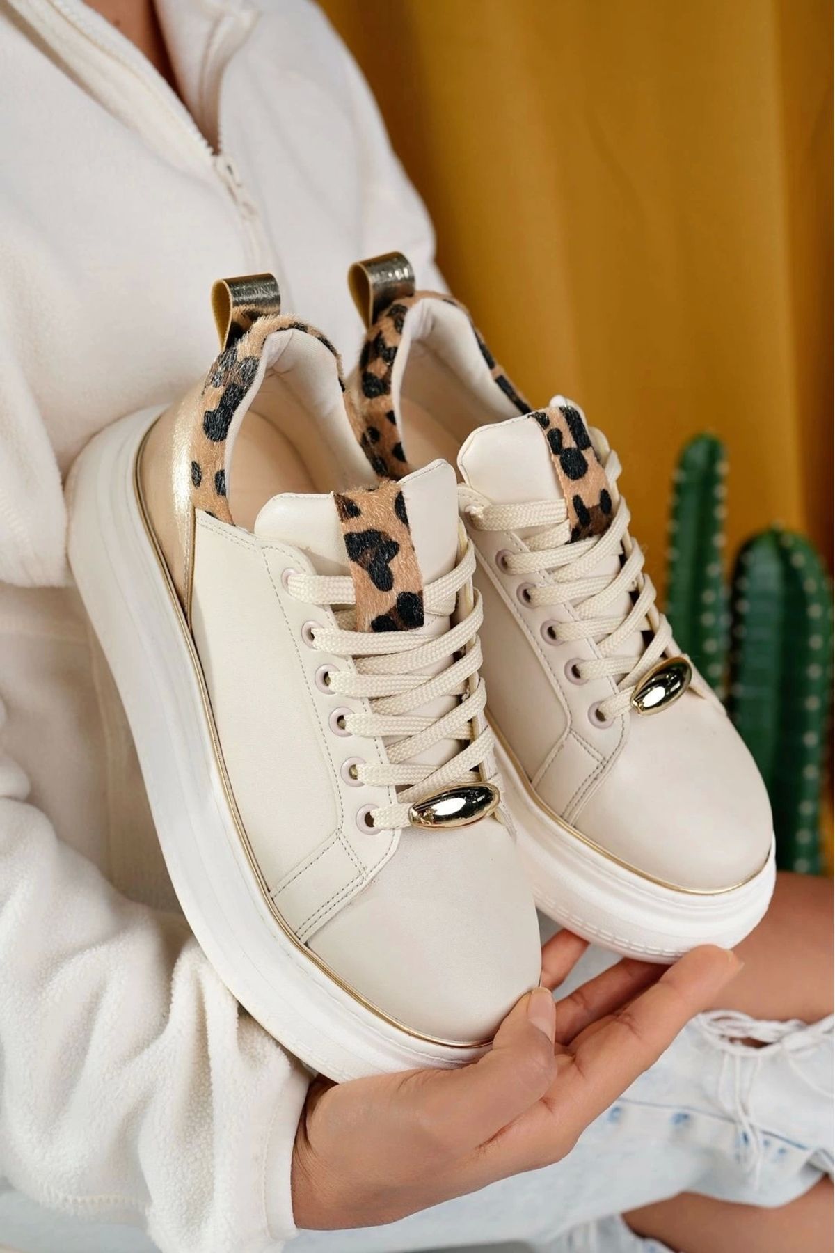 OurStyles Jista Bej Cilt Bağcıklı Spor Ayakkabı
