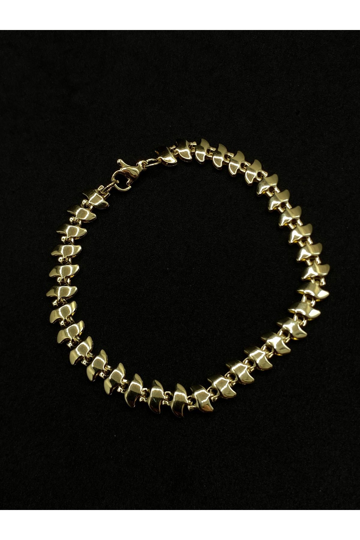 Jiji Jewelery Kuyumcu Kesim Altın Renk Paslanmaz Çelik Bileklik 16,5 cm