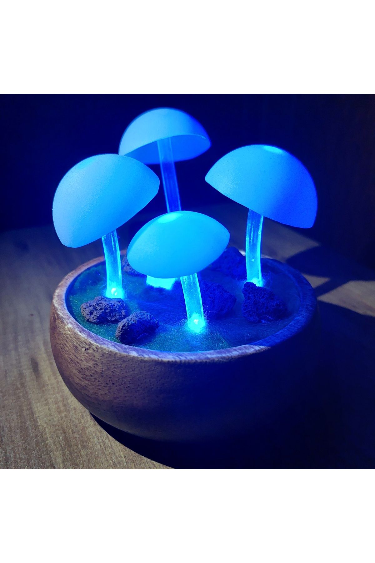 Mechabau Mavi Işıklı Mantar Lambası Diorama Gece Lambası