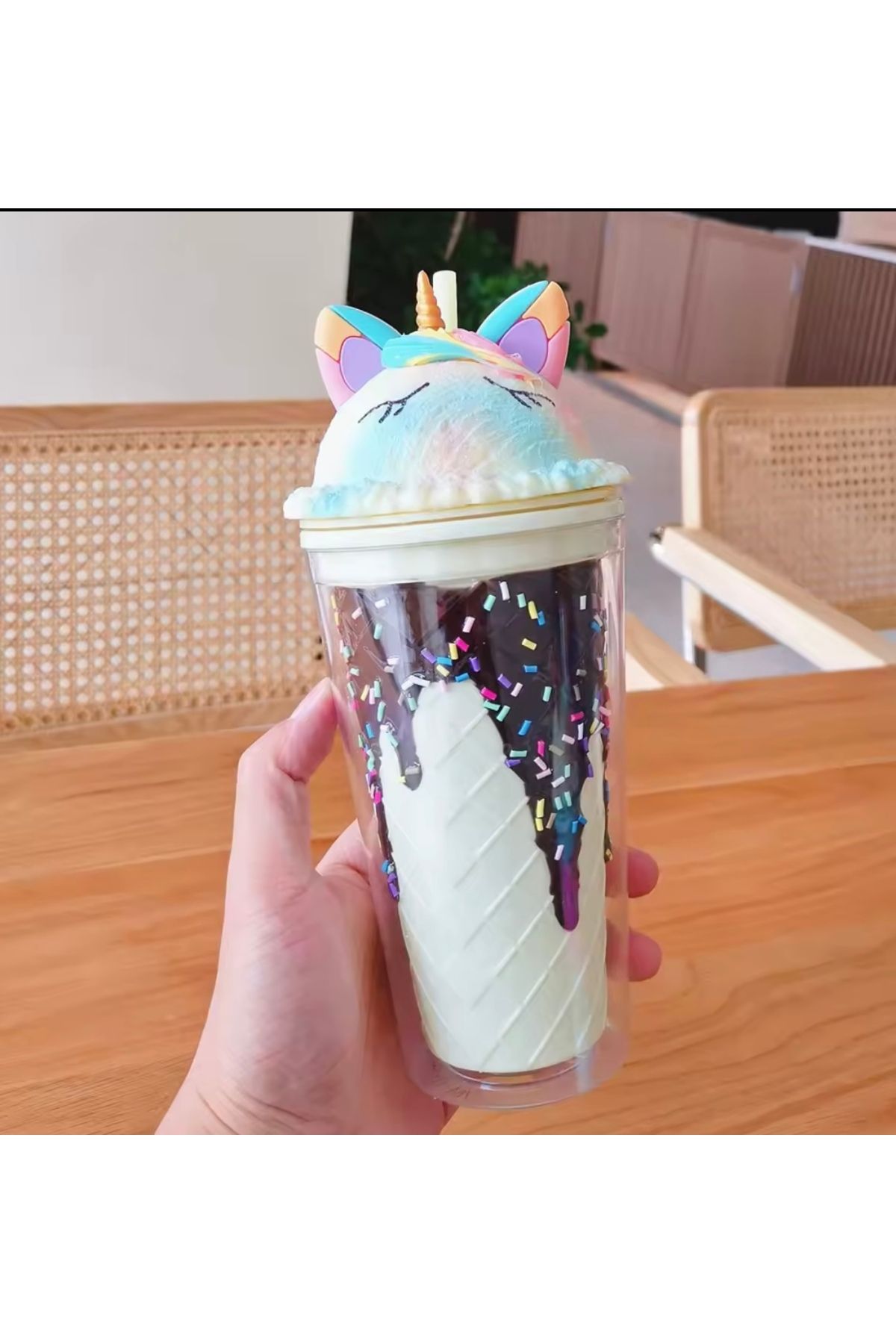 My Easy Shop Unicorn Desenli Pipetli Bardak