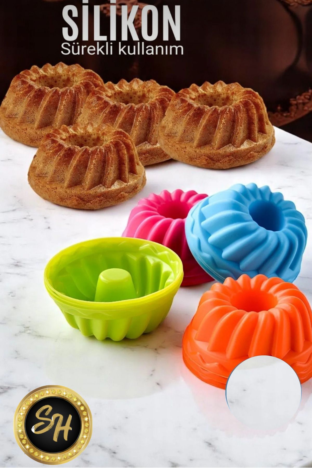 Snow Homs 12 Adet Yıkanabilir Mini Kek Muffin Pişirme Kalıbı, Silikon Muffin, Cupcake Kalıbı Karma Renk