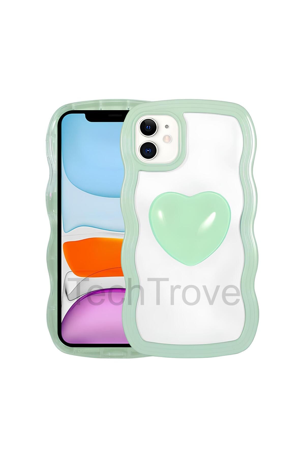 TechTrove Apple iPhone 11 Kılıf Renkli Kalp Figürlü Ponçik Kapak