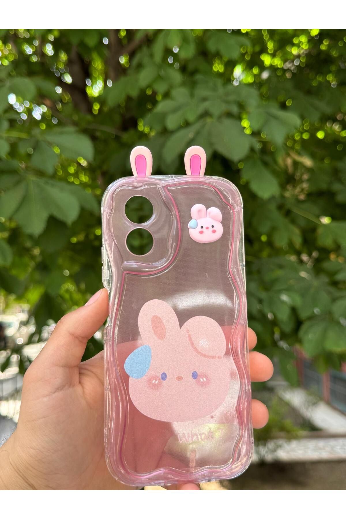 LioTech Oppo A38 Uyumlu Kurbağa / Tavşan / Ayıcık Desenli Kulak Desenli Darbe Emici Özelliğe Sahip Kılıf