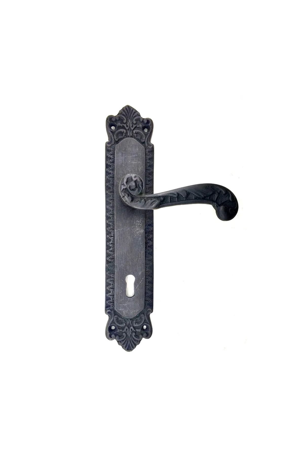 Esrion Antika Tarz Dekoratif Pirinç Sultan Yale Kapı Kolu - 270x54mm, Oksit