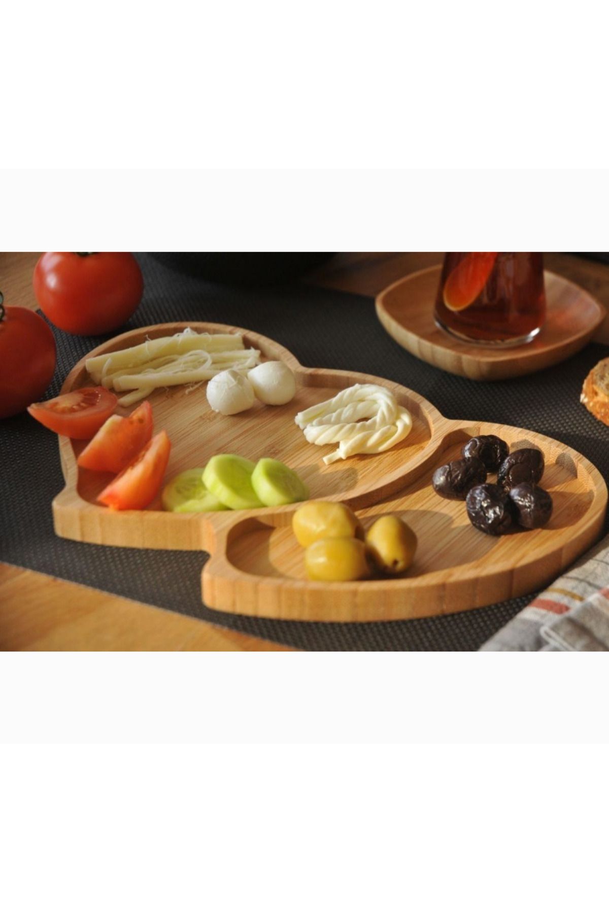 Home Kalp Şeklinde Bambu Sunum Tabağı