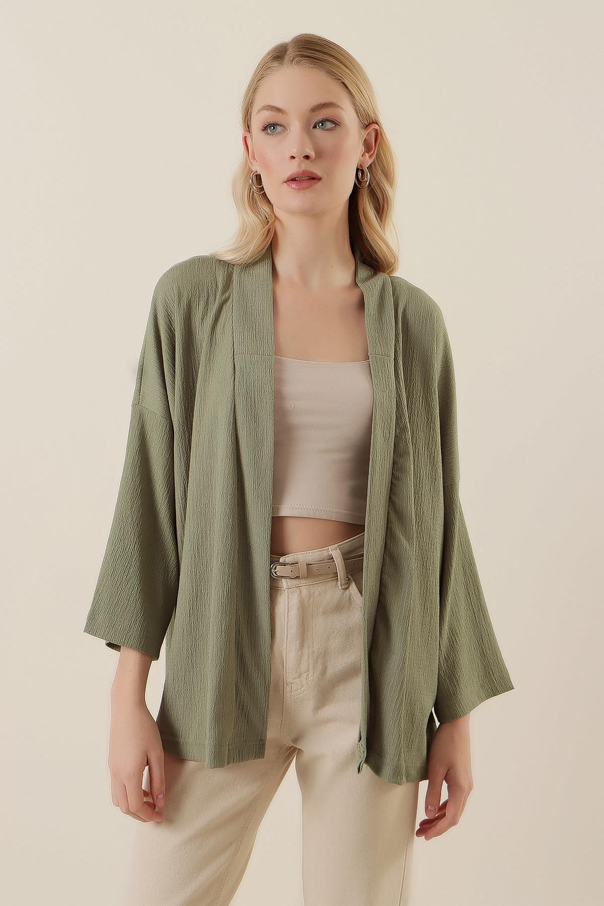 MODAMAİSA Örme Kimono - Çağla