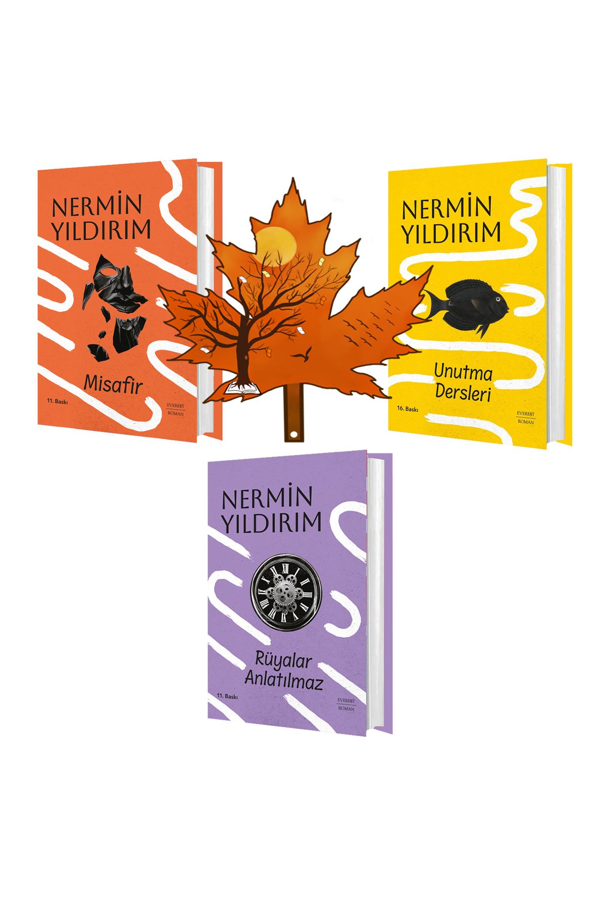 Everest Yayınları nermin yıldırım -ciltli 3kitap- misafir - unutma dersleri - rüyalar anlatılmaz - kitap ayracı ile