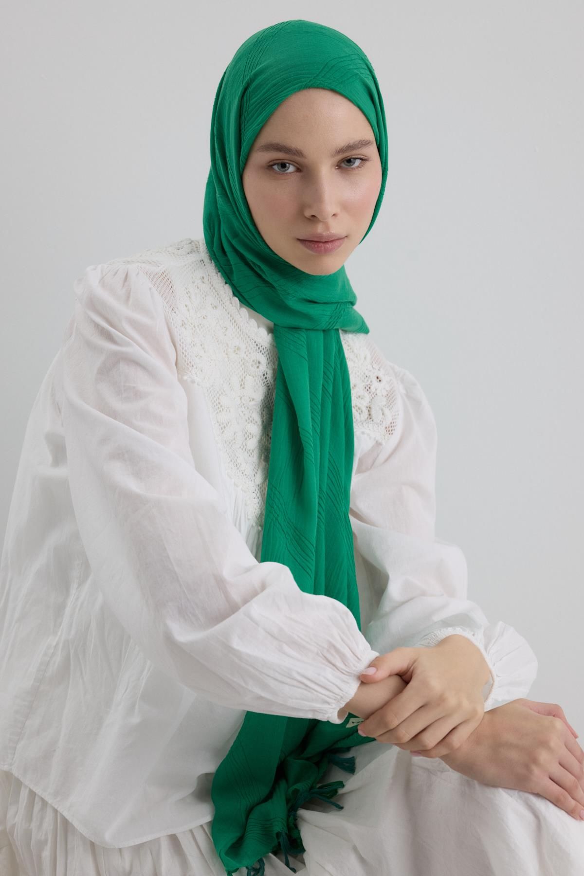 Fenza LİLYUM BENETTON PÜSKÜLLÜ PAMUKLU ŞAL