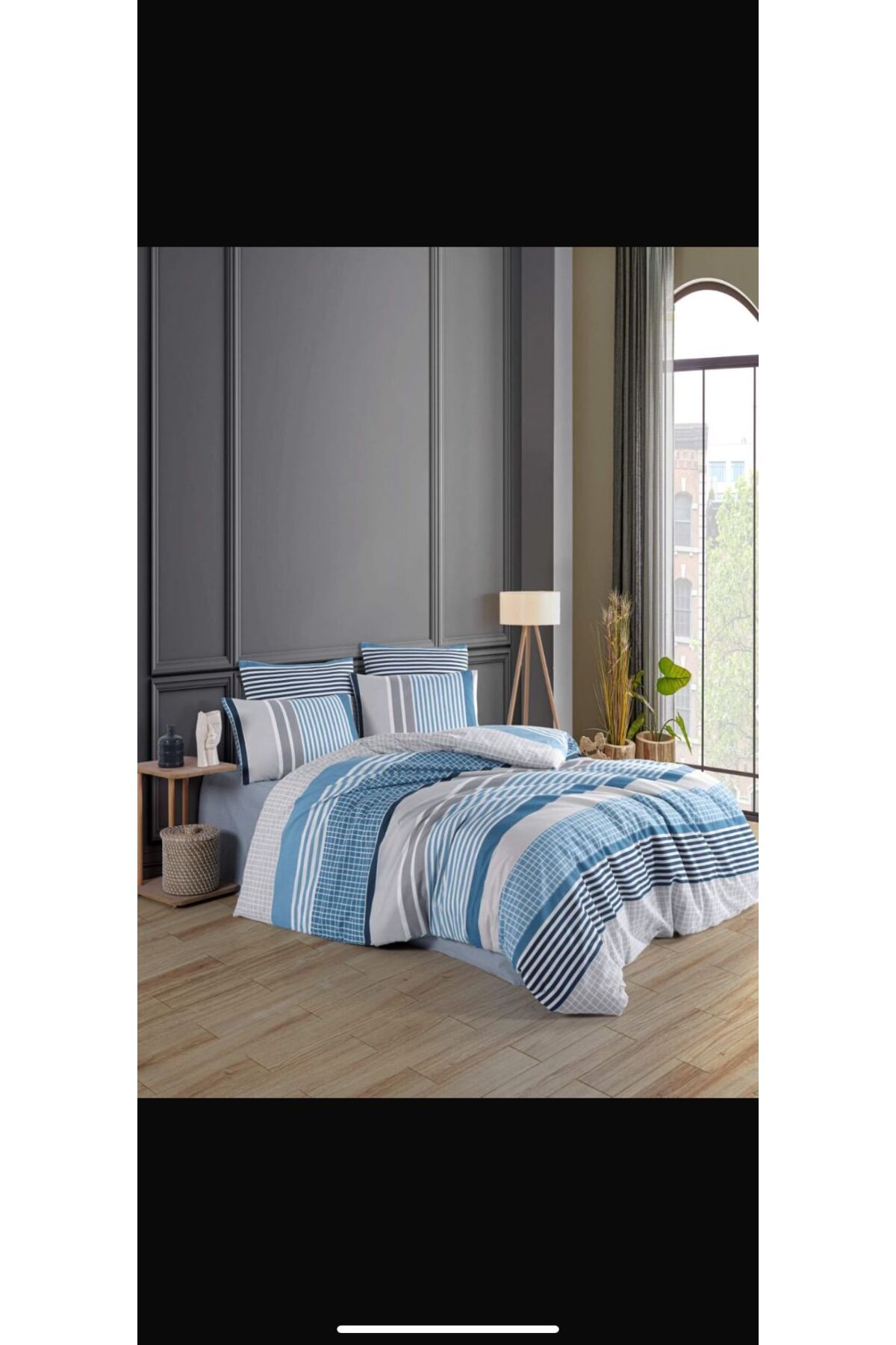 VİLERA HOME MAVİ MODERN DESEN ÇİFT KİŞİLİK NEVRESİM TAKIMI