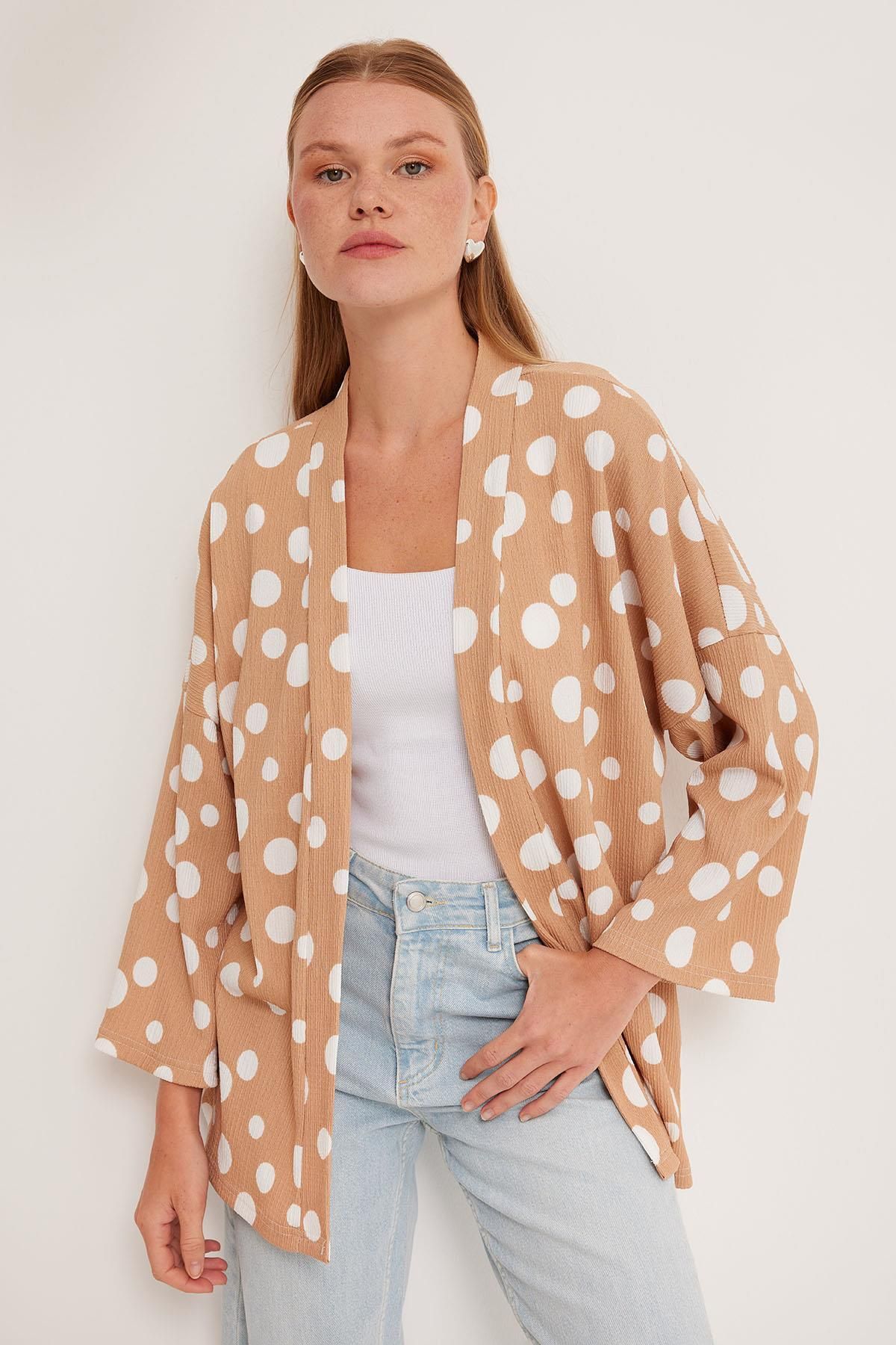 MODAMAİSA Örme Kimono - K. Bej