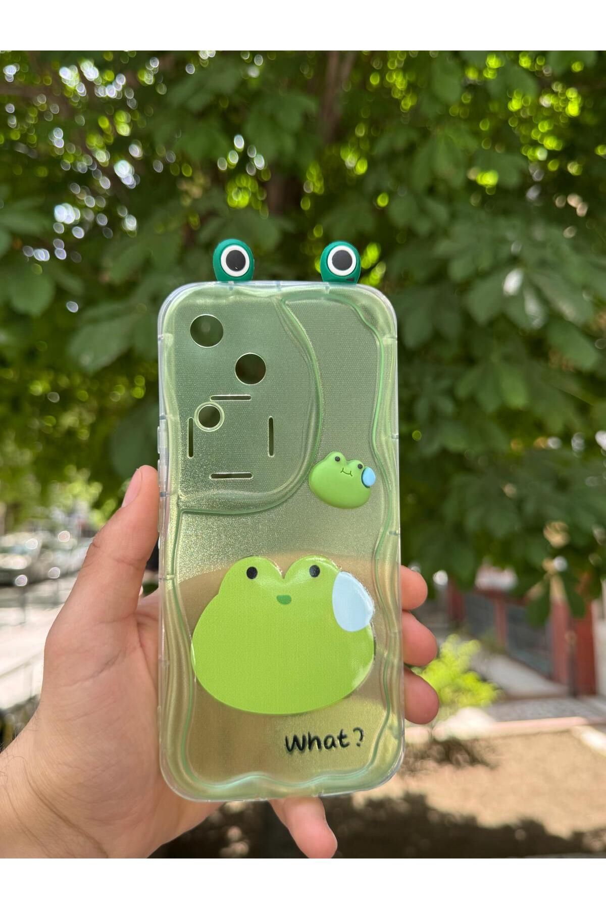 LioTech Vivo V30 5G Uyumlu Kurbağa Ve Tavşan Desenli Kulak Desenli Darbe Emici Özelliğe Sahip Kılıf