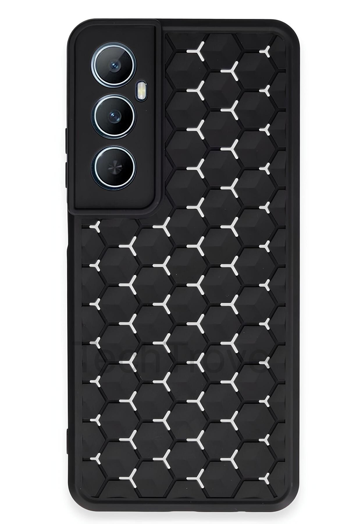 TechTrove Realme C65 Kılıf Kamera Korumalı Geometrik Petek Motifli Silikon Kapak