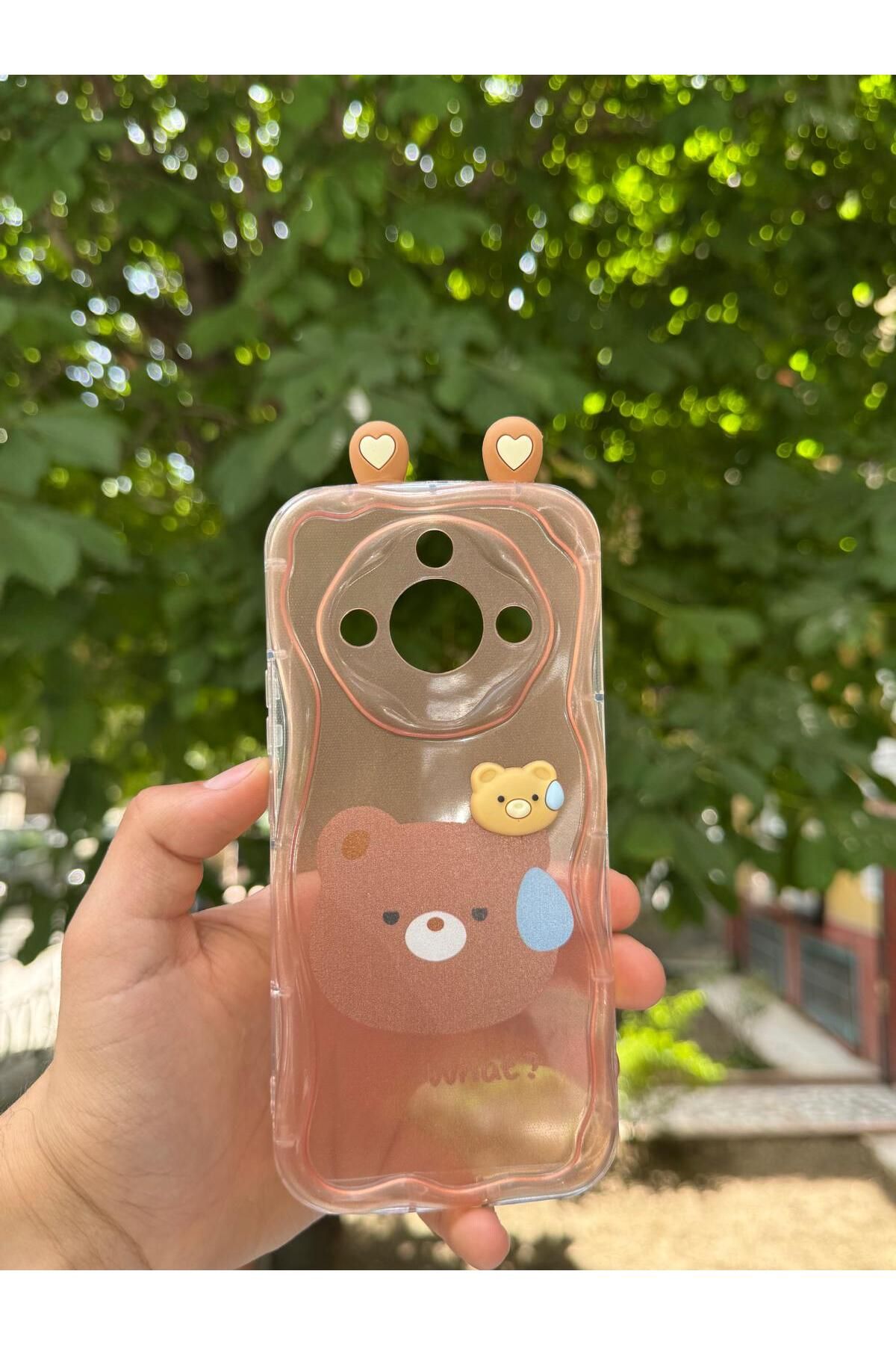 LioTech Realme 11 Pro Uyumlu Ayıcık Ve Tavşan Desenli Kulak Desenli Darbe Emici Özelliğe Sahip Kılıf