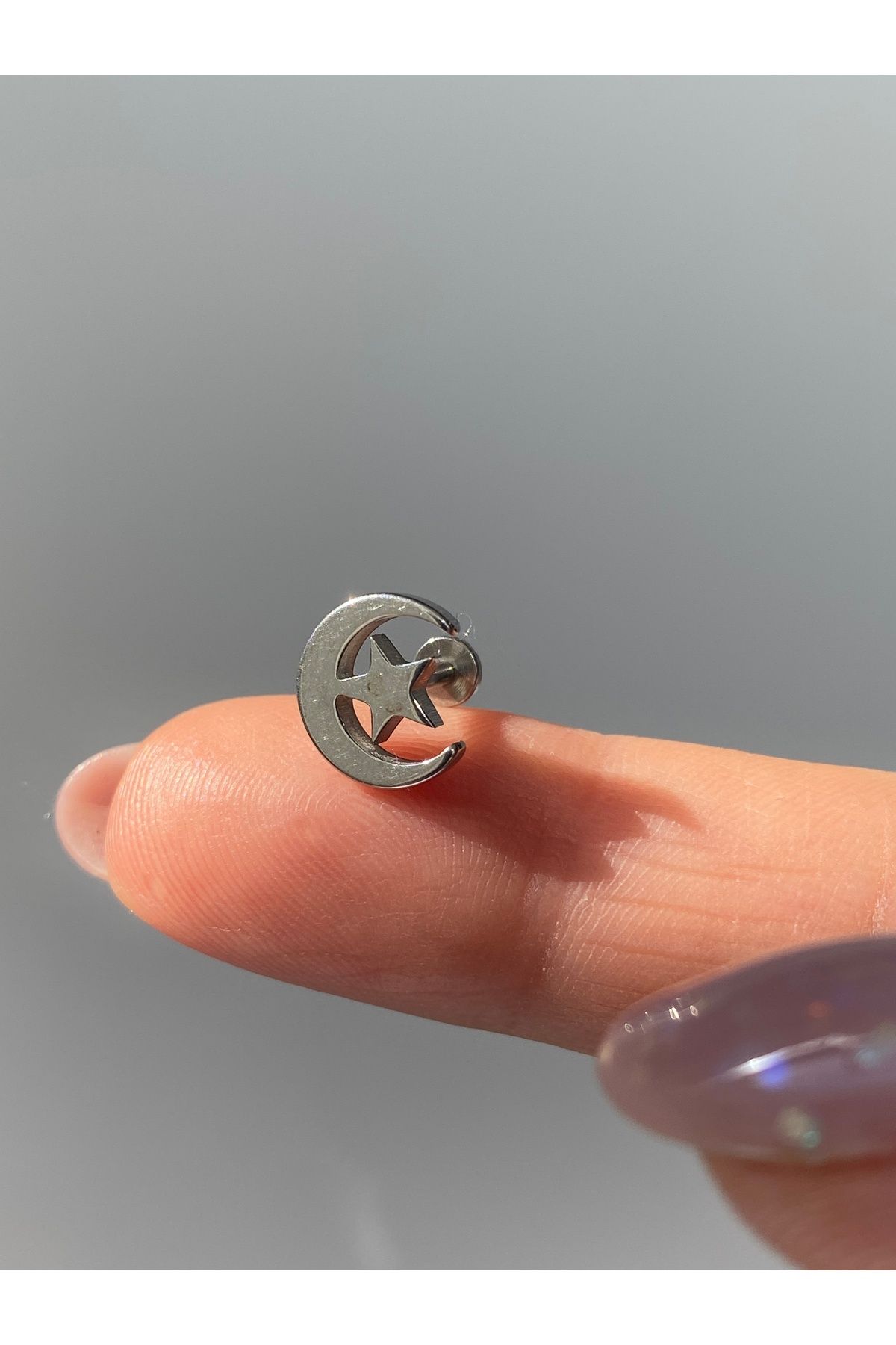 kurukafagift Piercing Çelik Tragus Helix Kıkırdak Ay Yıldız