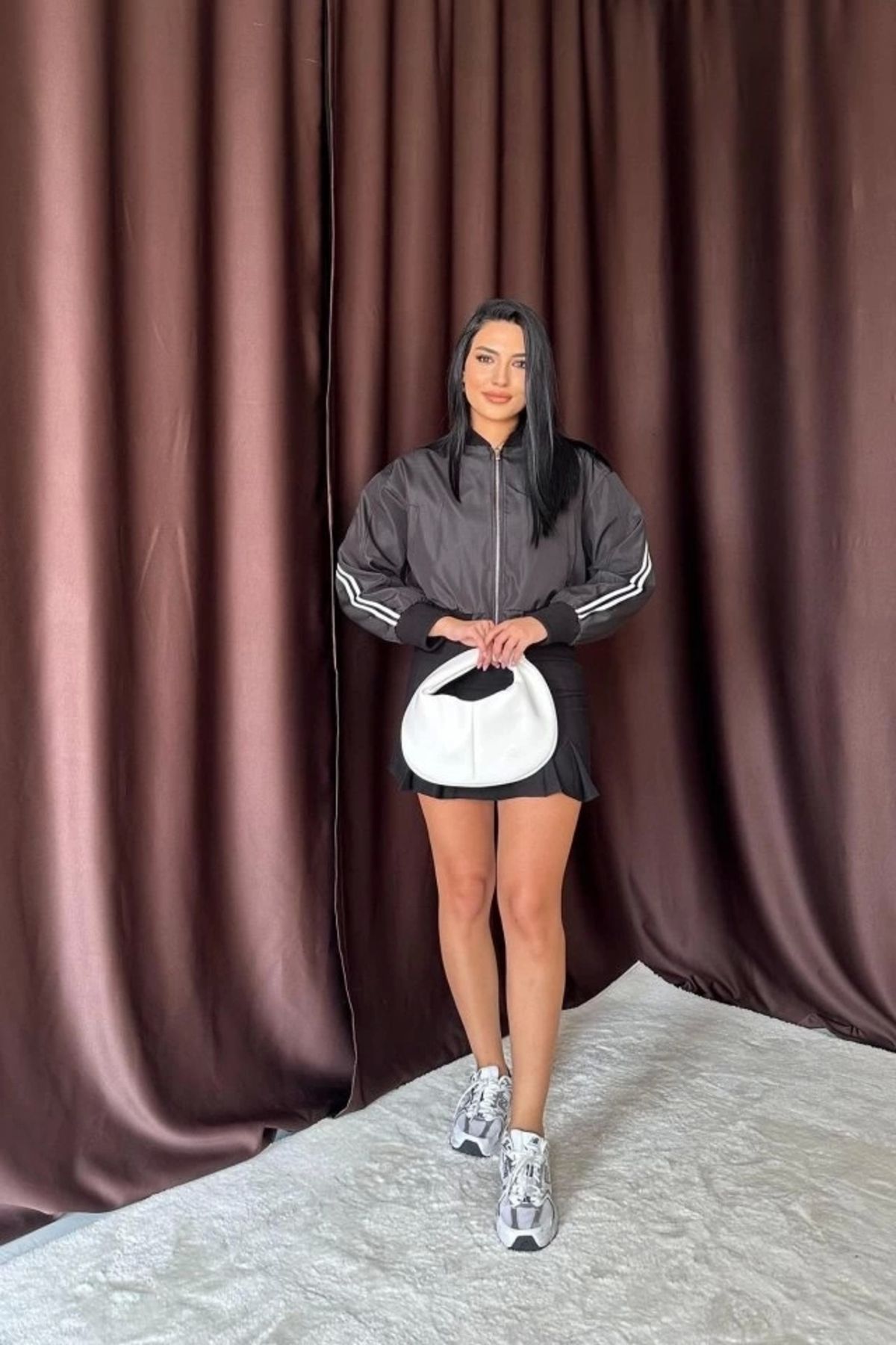 MODA iyah Yanları Şeritli Kısa Ceket