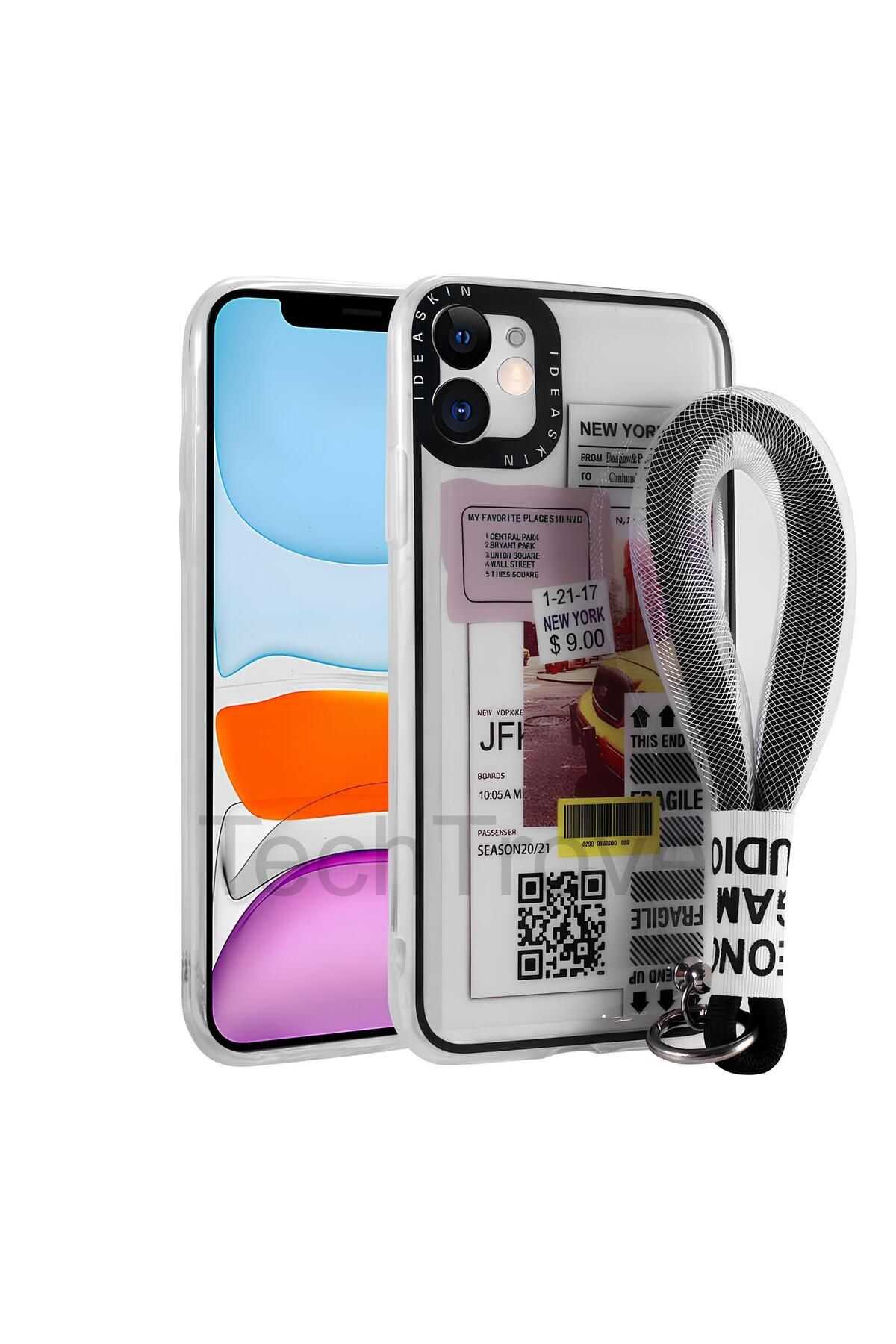TechTrove Apple iPhone 11 Kılıf Desenli El Askılı İpli Astana Silikon Kapak