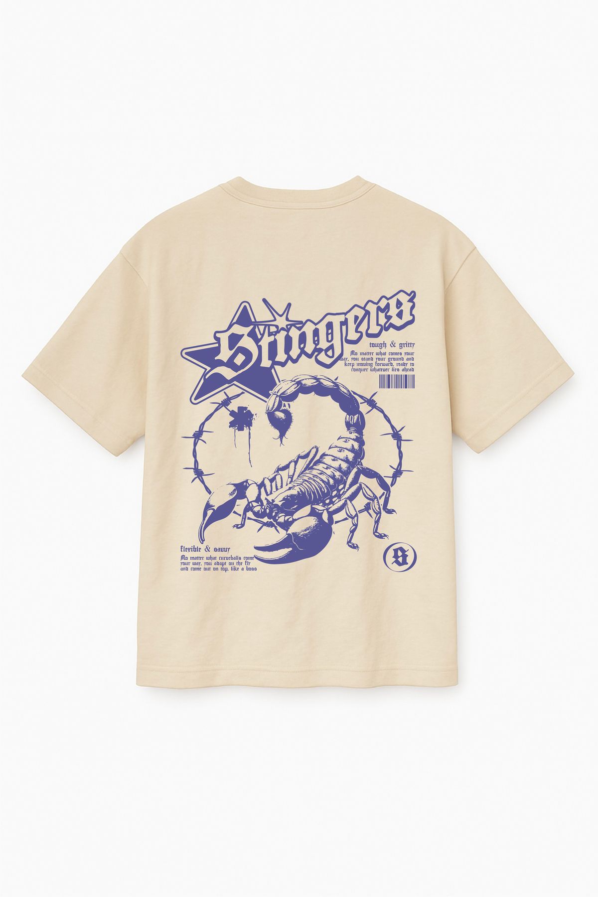 Altair Tr Bej Renk Oversize Stingers Akrep Baskılı Unisex Tişört T-Shirt