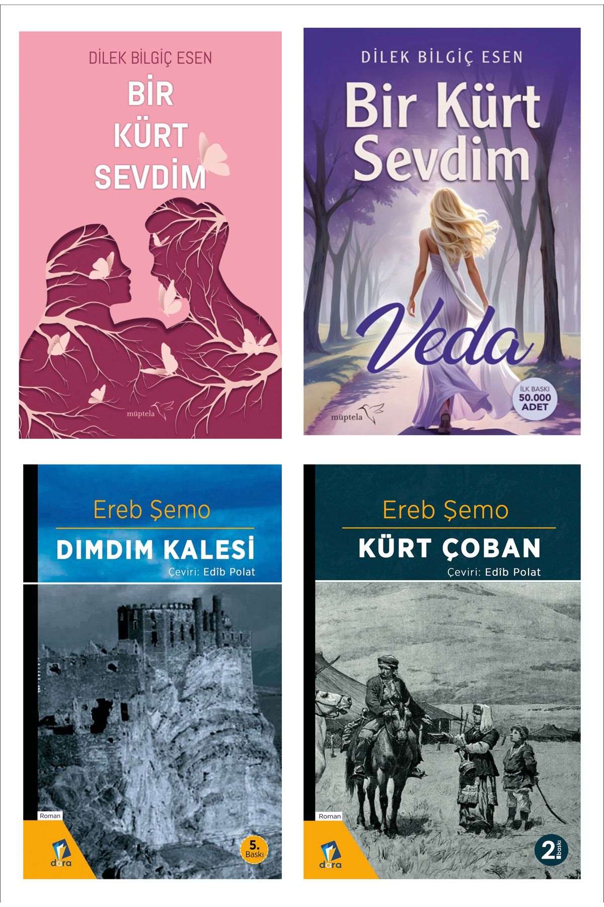 Dara Yayınları Bir Kürt Sevdim Seti - Kürt Çoban - Dımdım Kalesi Romanları Seti (4 ROMAN)