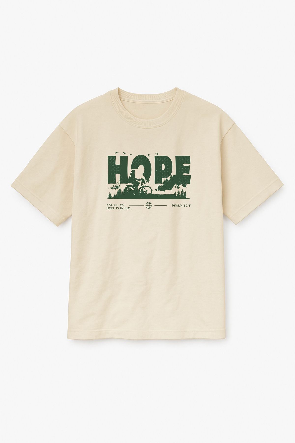 Altair Tr Bej Renk Oversize Hope Baskılı Unisex Tişört T-Shirt