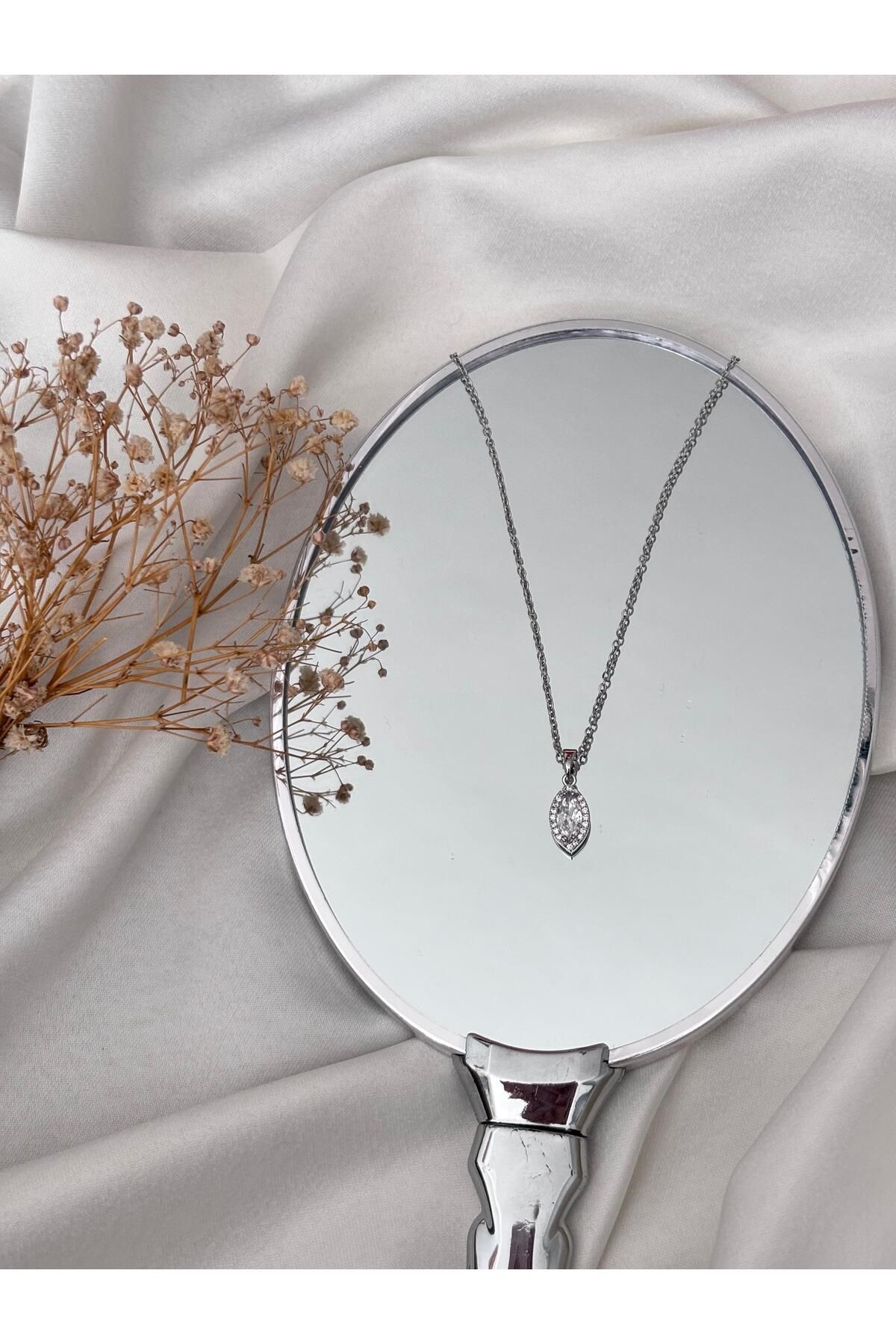 Bellamy Jewelry Taşlı Damla Kolye - Silver