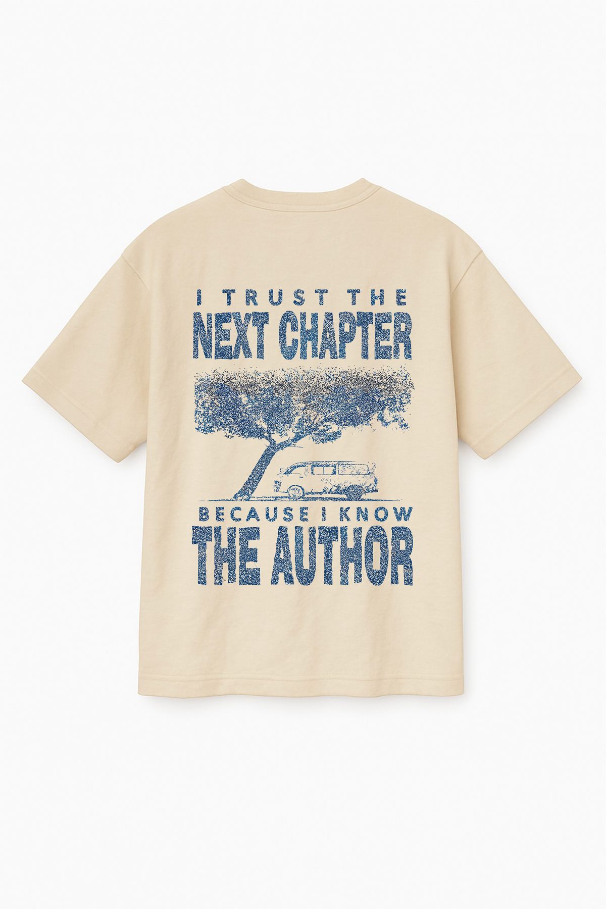 Altair Tr Bej Renk Oversize Trust The Next Chapter Minibüs Ağaç Baskılı Unisex Tişört T-Shirt