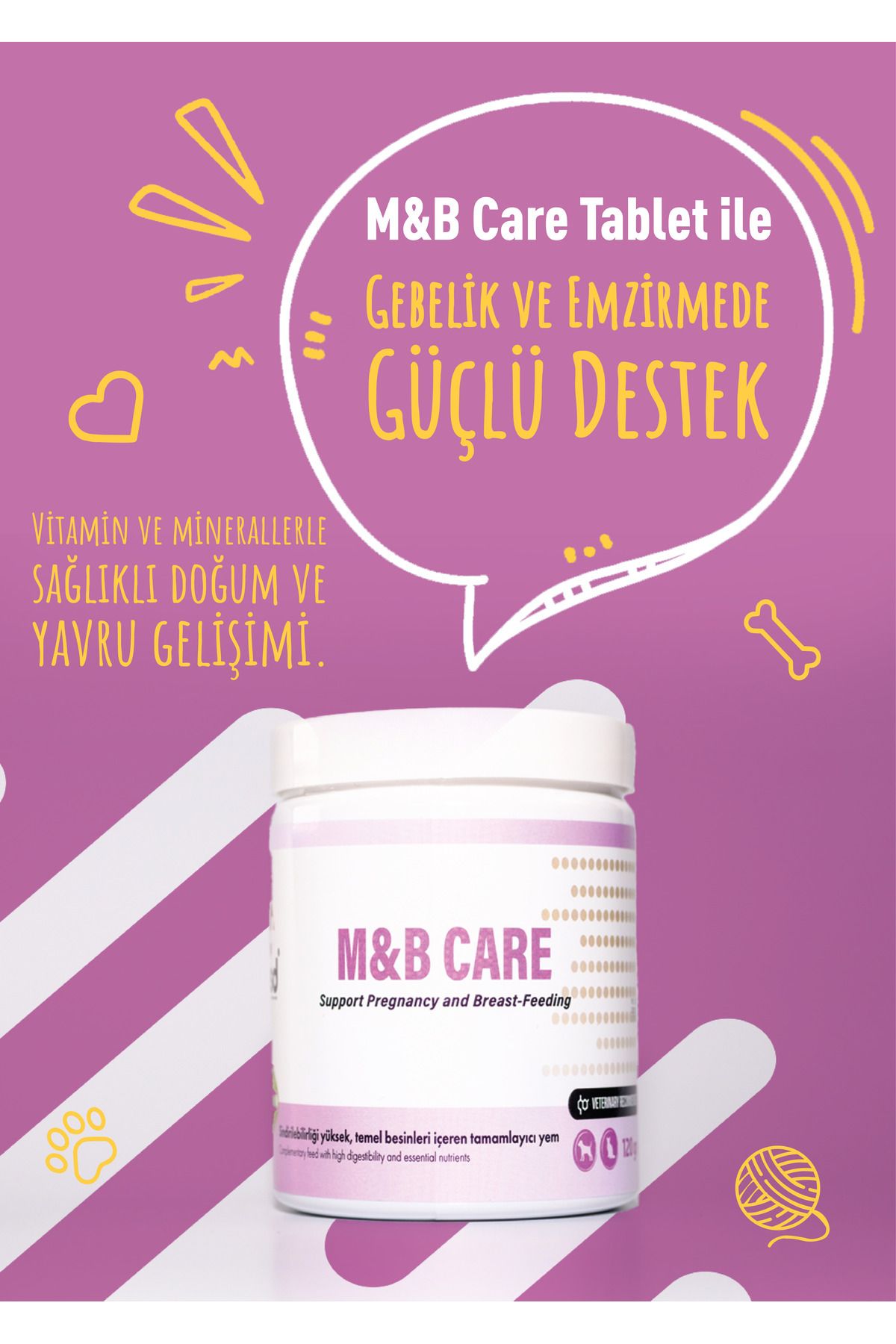 vsd M&B CARE 120g Chew Tablet Köpekler için Gebelik, Emzirme Desteği