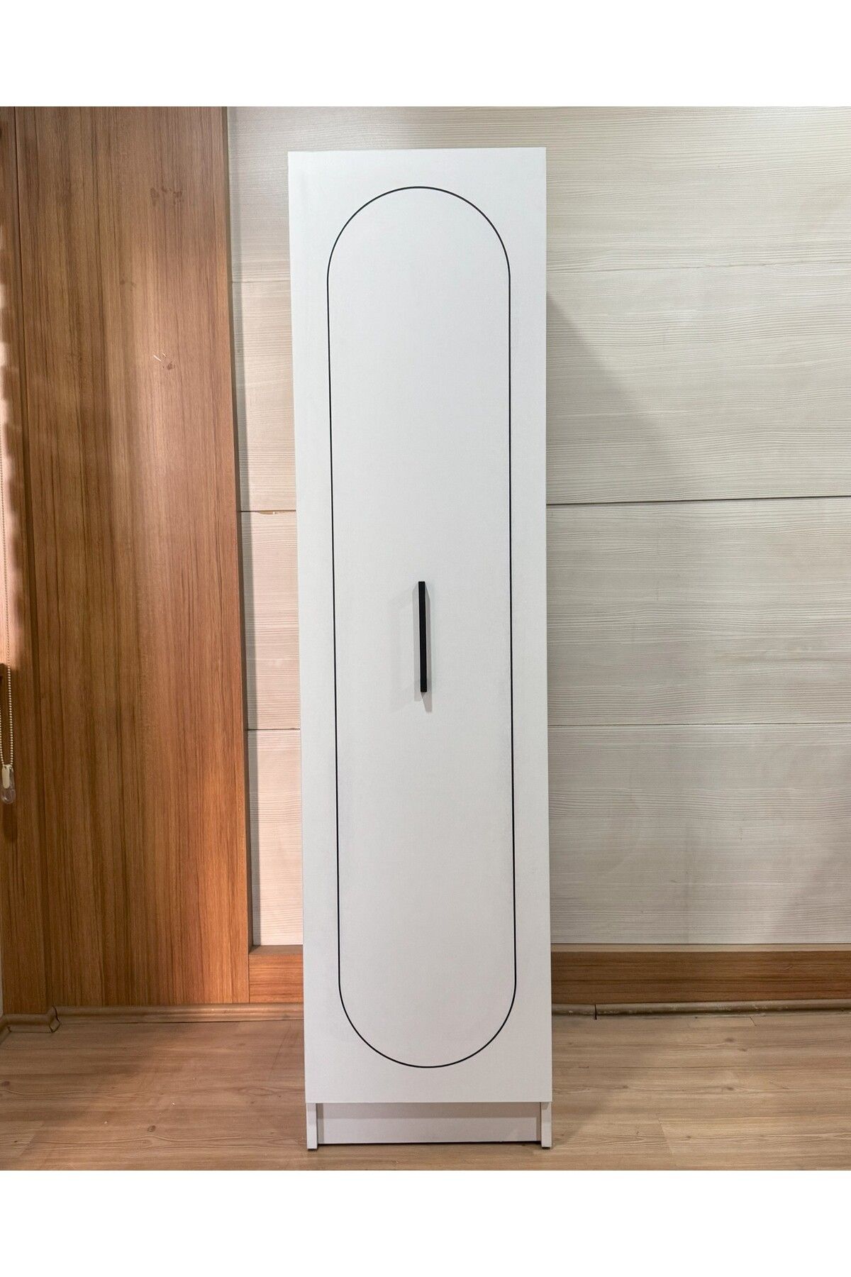 wode studio DURUNDAY Beyaz Tek Kapaklı Gardırop 180-45-45 Cm (ÇİFT YÖNLÜ KAPAK)