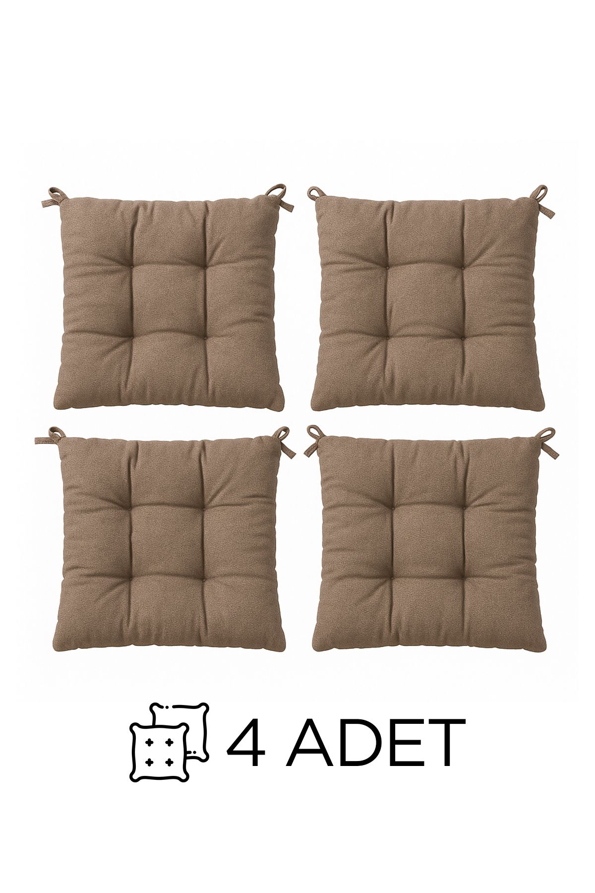 dt dejavu.teks 4 Adet Yumuşak Bej Sandalye Minderi 4’lü Set Kare 40x40cm Koltuk Minderi