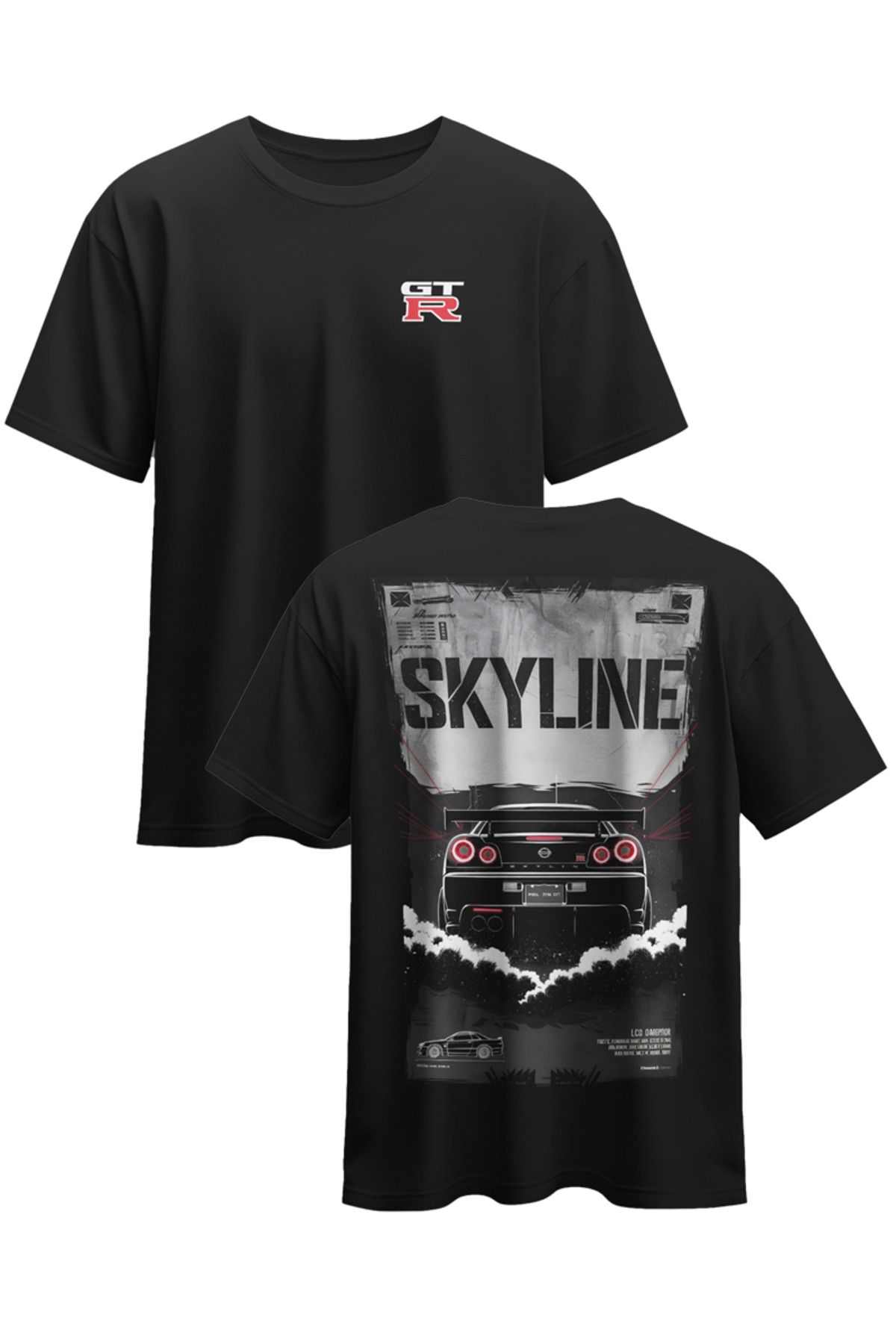 CEVİNDİ Unisex Tşört Nissan Skyline GTR Özel Tasarım Baskılı Pamuklu Compact Penye T-shirt (OVERSİZE)