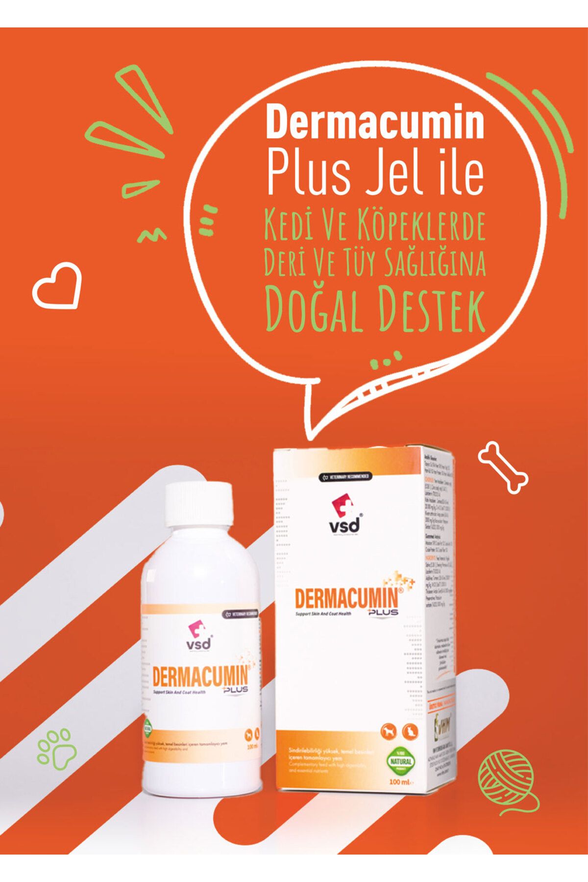 vsd DERMACUMIN PLUS 100ml Jel Köpekler için Cilt Enfeksiyonları Tedavi Desteği
