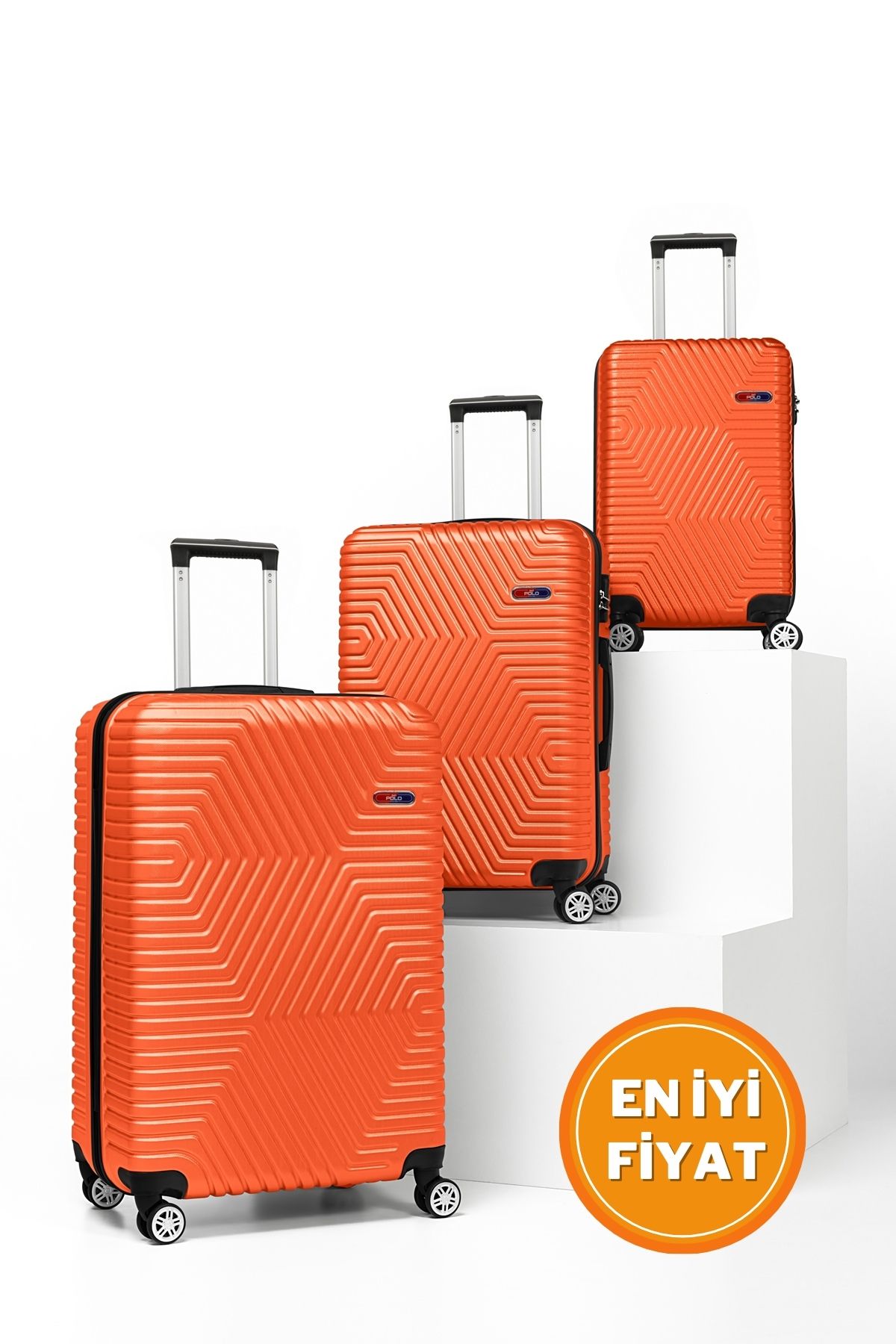 KızılkayaStore G&D Polo Suitcase Abs 3’lü Turuncu Lüx Valiz Seyahat Seti