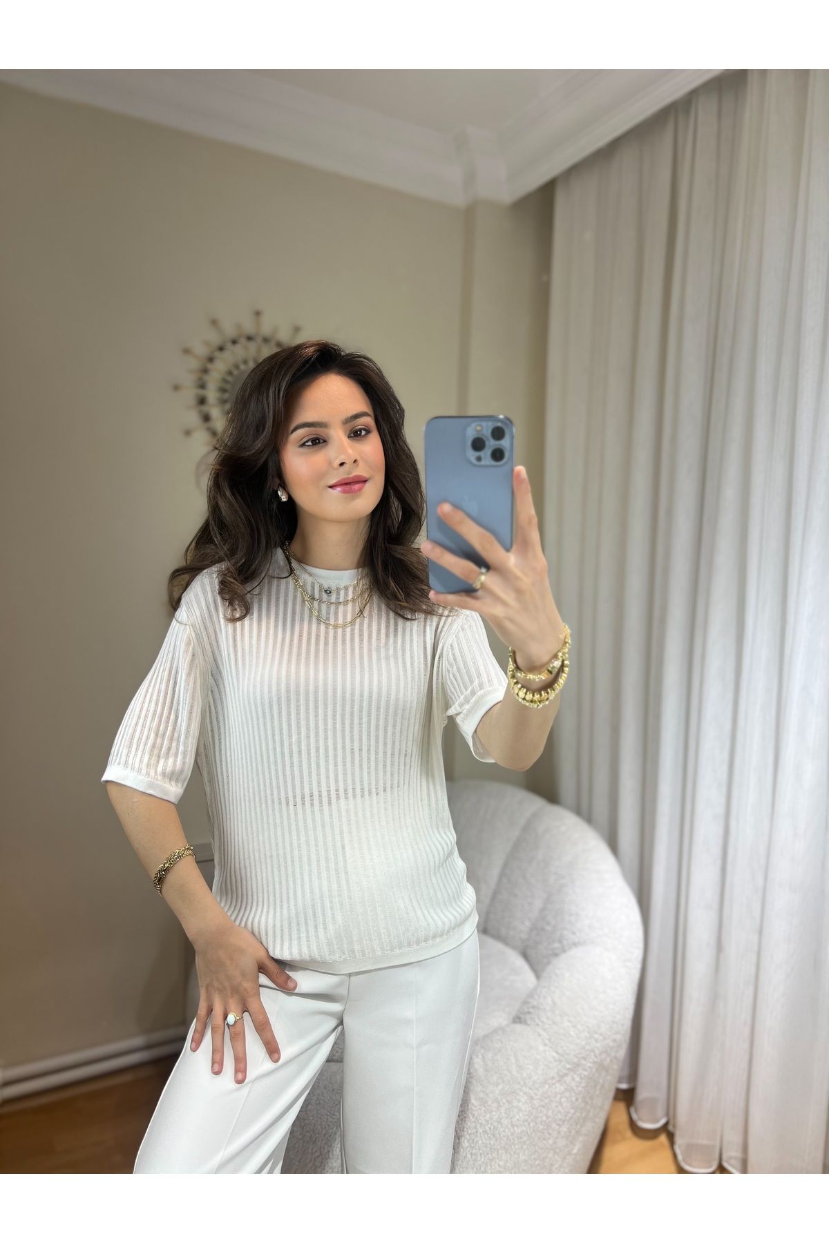 By Hanife Beyazateş KADIN STANDART AJURLU TRİKO BLUZ