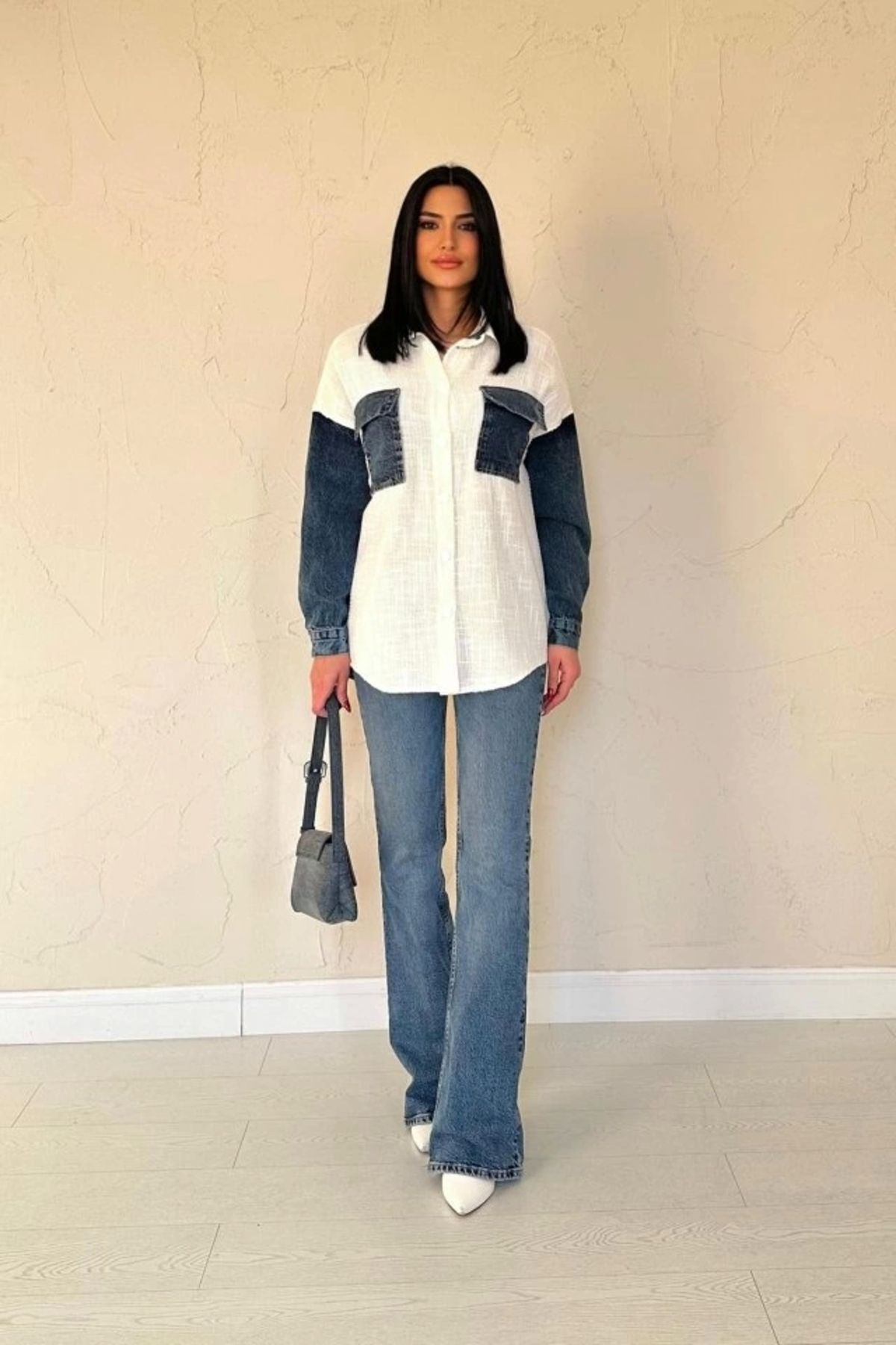 MODA Ekru Kot Garnili Ceket