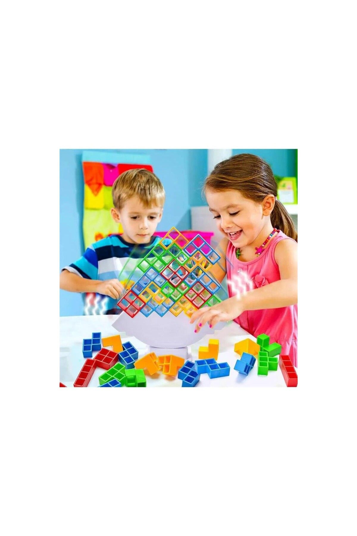 BAMTEBİ Denge Tetris Oyunu 2 Kişilik Geleneksel 22 Parça Denge Tetris Oyunu