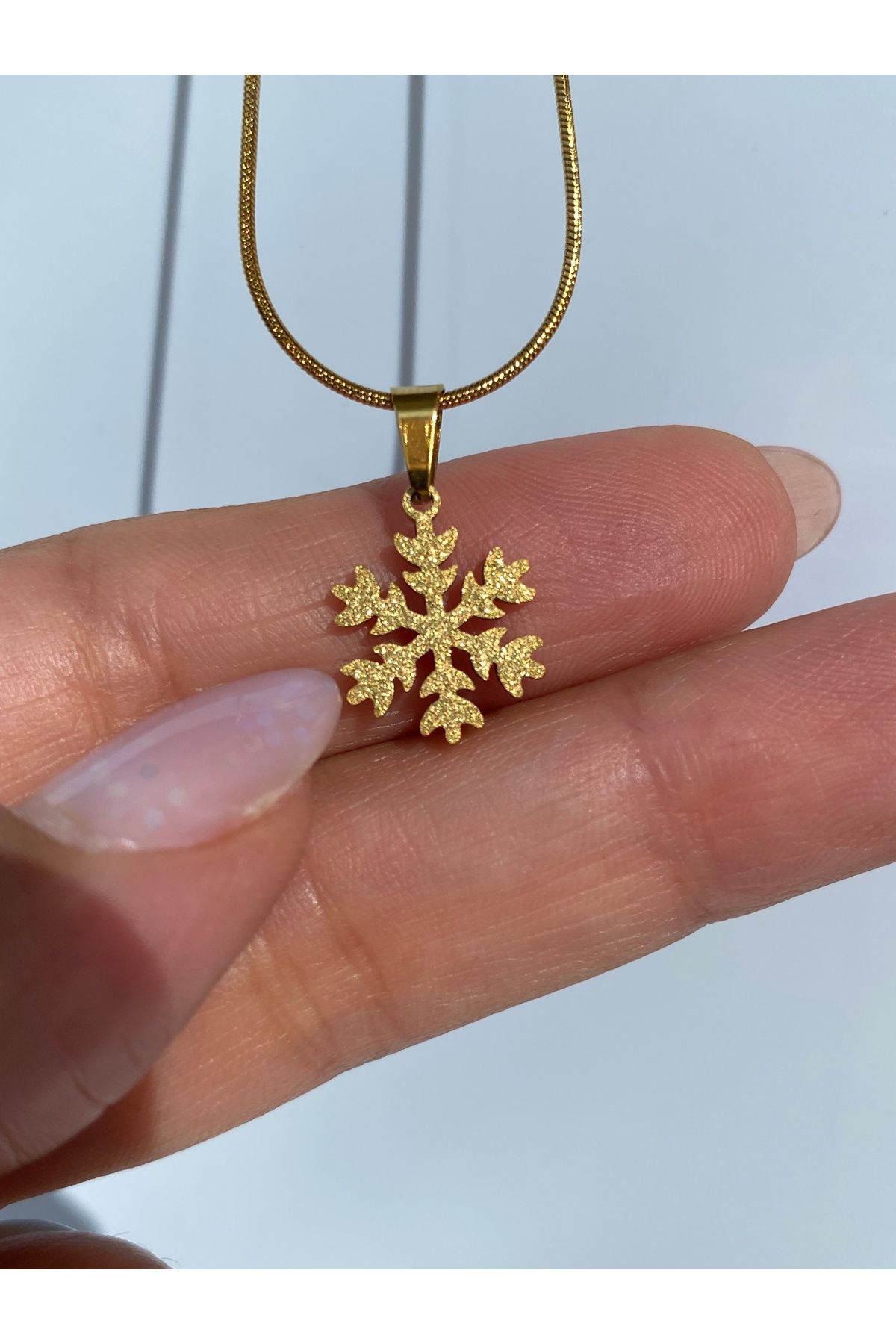 kurukafagift Kolye Kadın Çelik Kar Tanesi Model