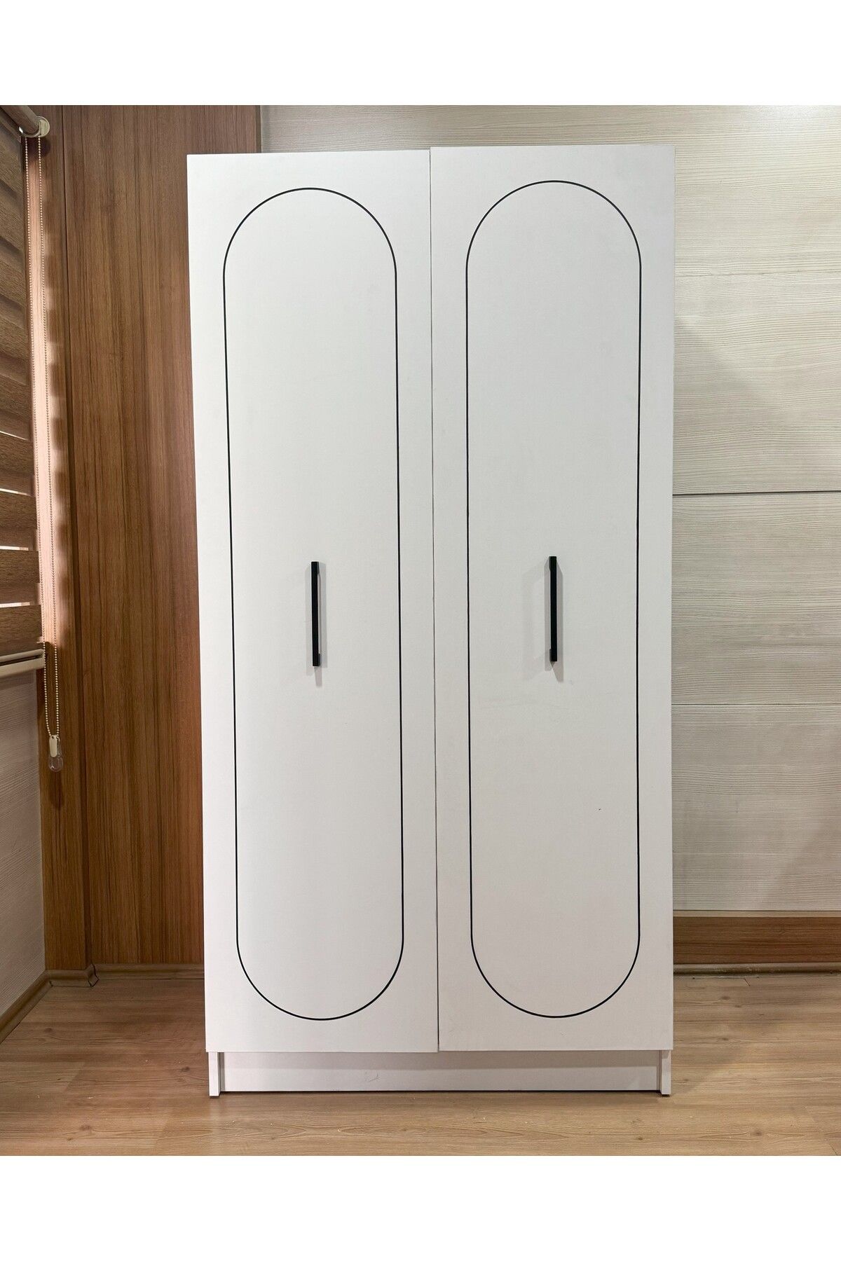 wode studio DURUNDAY Beyaz Çift Kapaklı Gardırop 180-90-45 Cm