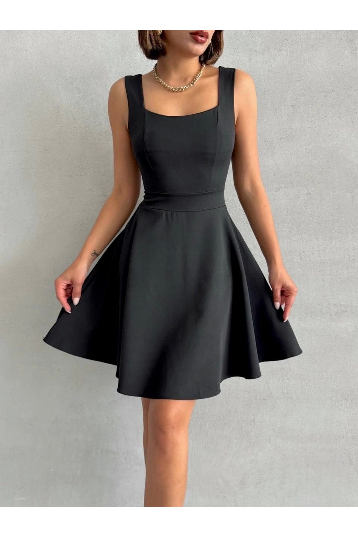 OurStyles Kadın kare yaka kısa elbise s251188