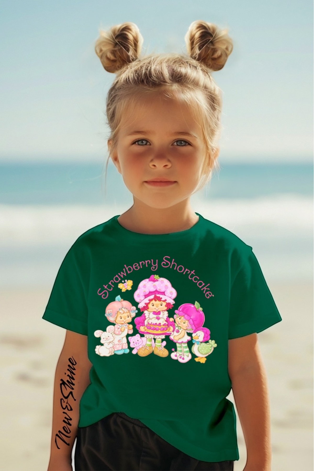 NEWSHİNE ÇİLEK KIZ STRAWBERRY GİRL BASKILI BASKILI OVERSİZE ÇOCUK