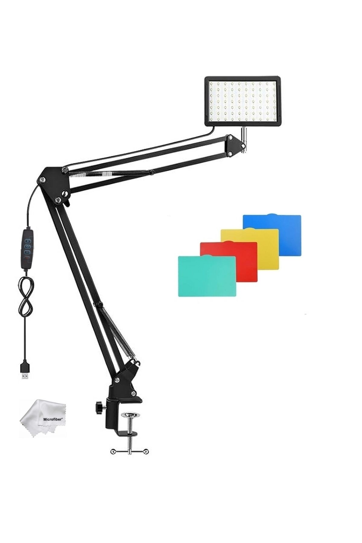 AZT 19cm 13 Watt Fotograf ve Video Işığı ve Kelepçeli Masa Kıskaç Kolu Vlog Ürün Youtube Canlı Yayın vb