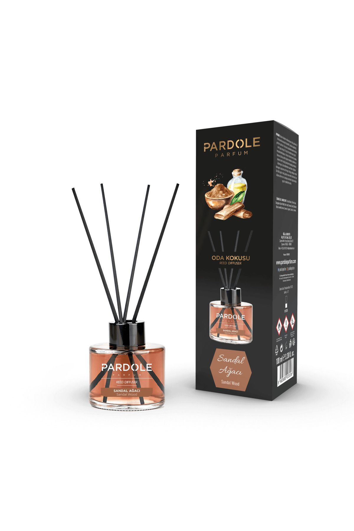 PARDOLE 145 ml Sandal Ağacı Bambu Çubuklu Oda Kokusu - Odunsu Çubuklu Oda Kokusu