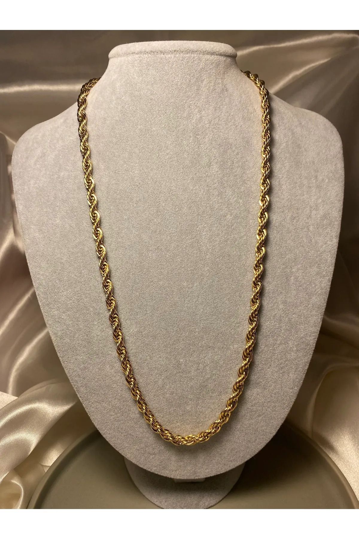 LAVİNYAMJEWELLERY Çelik Kuyumcu Model Kalın Uzun Burgu Zincir Kolye