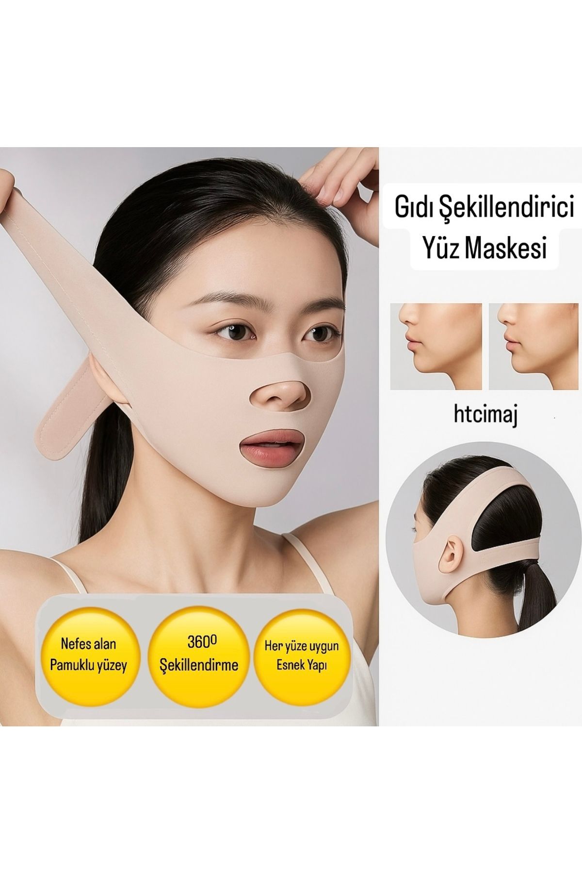 Htcimaj Çene Boyun Bandı- Yüz Sekillendirici Gidi Giderici Korse - V shape maske - Yüz Korsesi