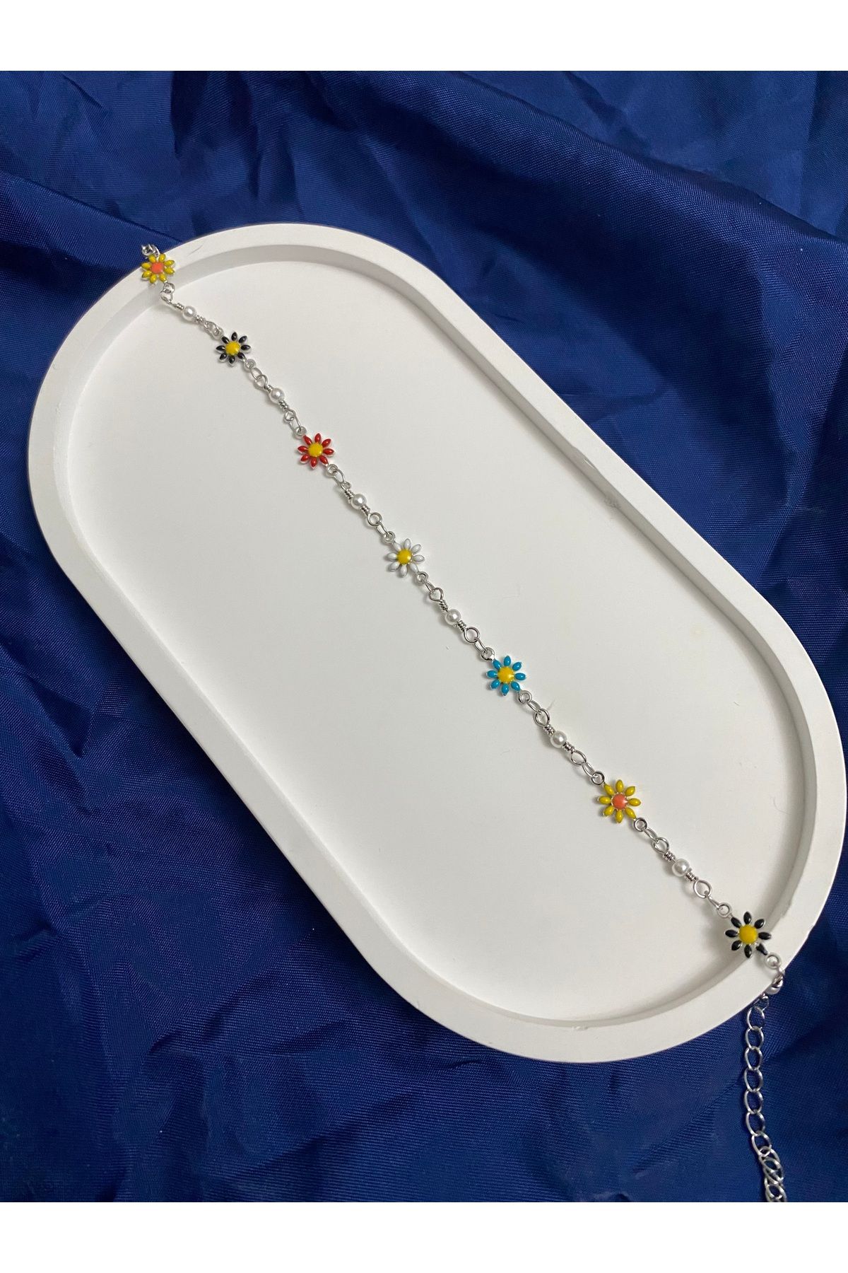 asem jewelry RENKLİ ÇİÇEK DETAYLI ÇELİK HAL HAL
