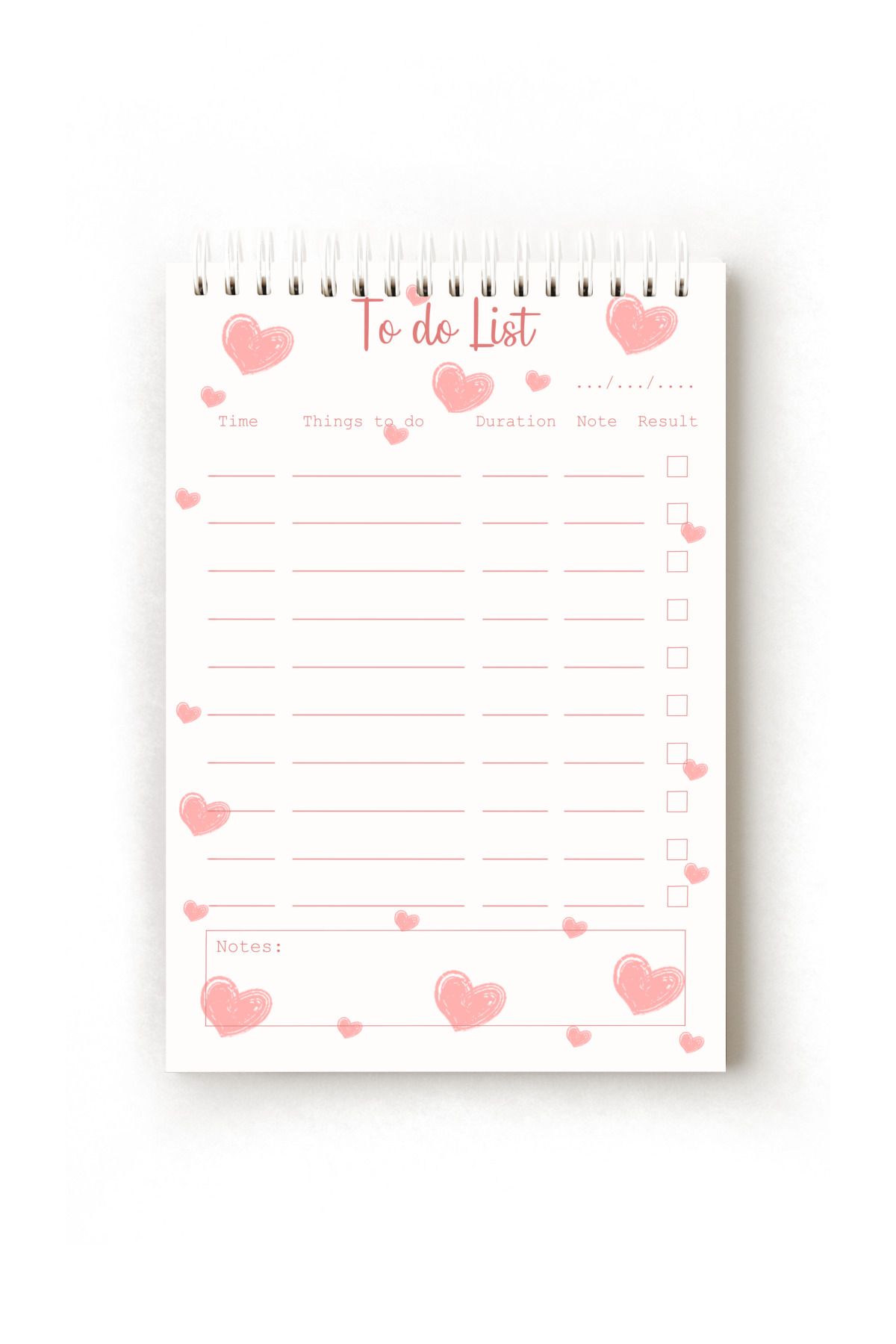 Handeto Kraft Kalp Temalı İngilizce Yapılacaklar Listesi, To-do List, A5 To-do List, Görev Listesi, Spiralli To-do