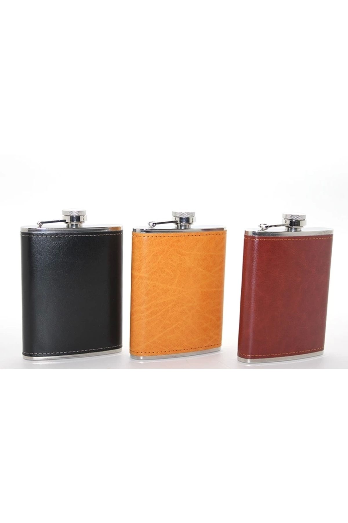 ShopNova Paslanmaz Çelik Tekli 8 Oz Derili Matara Alk2661