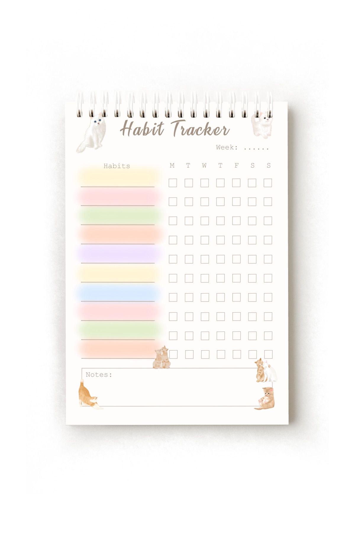 Handeto Kraft Kedi Temalı İngilizce Alışkanlık Takibi, Habit Tracker, A5 Habit Tracker, Rutin Defteri, Planner