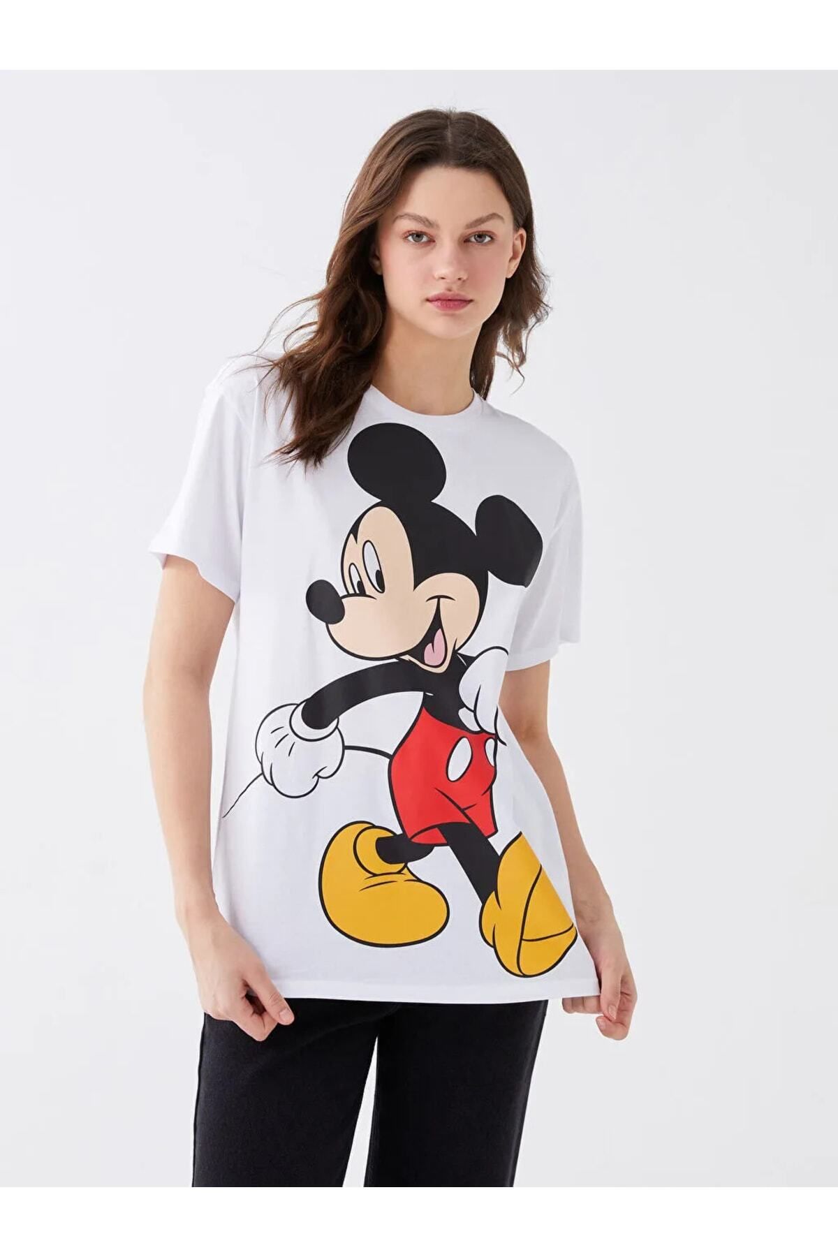LC Waikiki Aymira Giyimden Xsıde Kadın Mickey Mouse Baskılı Tişört Aymira Giyim Farkıyla