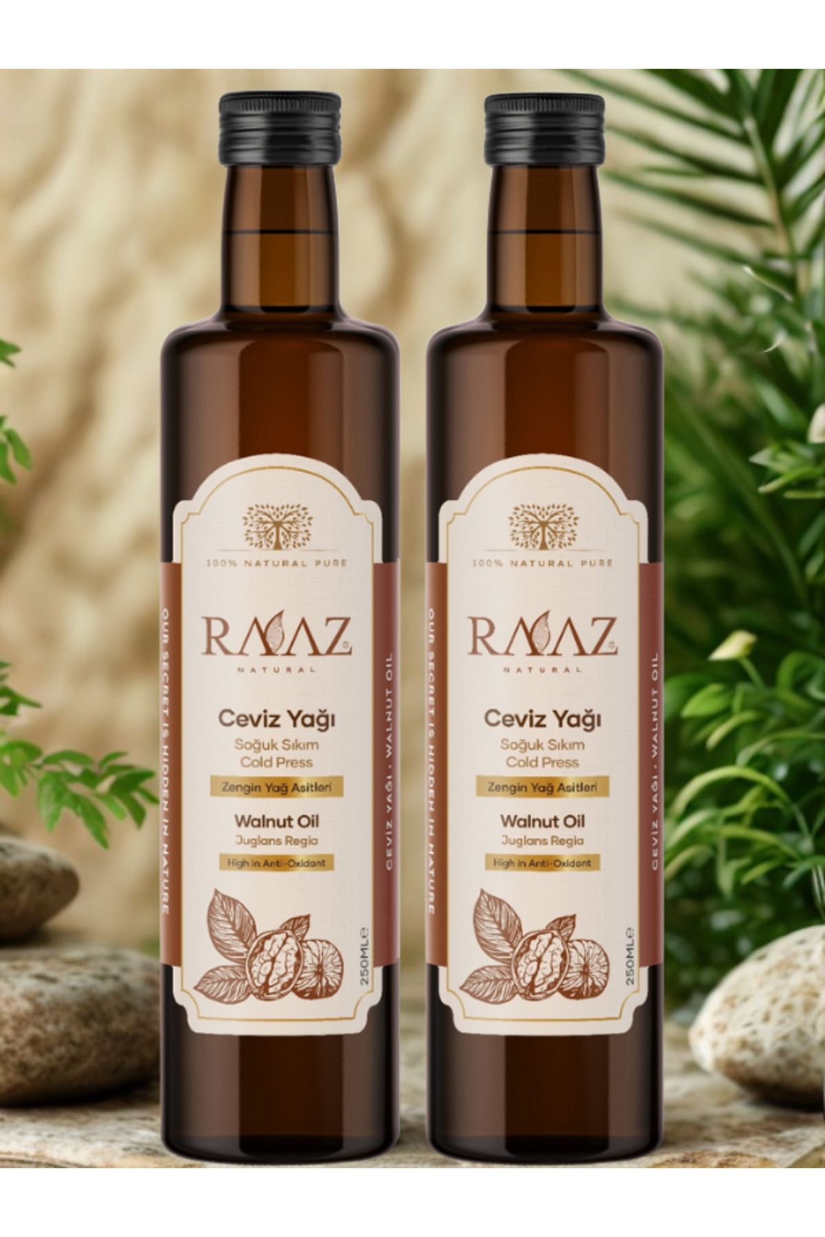 RAAZ Avantajlı 2’li Yağ Seti – Ceviz Yağı 250 ml x2 %100 Saf, Doğal ve Soğuk Sıkım