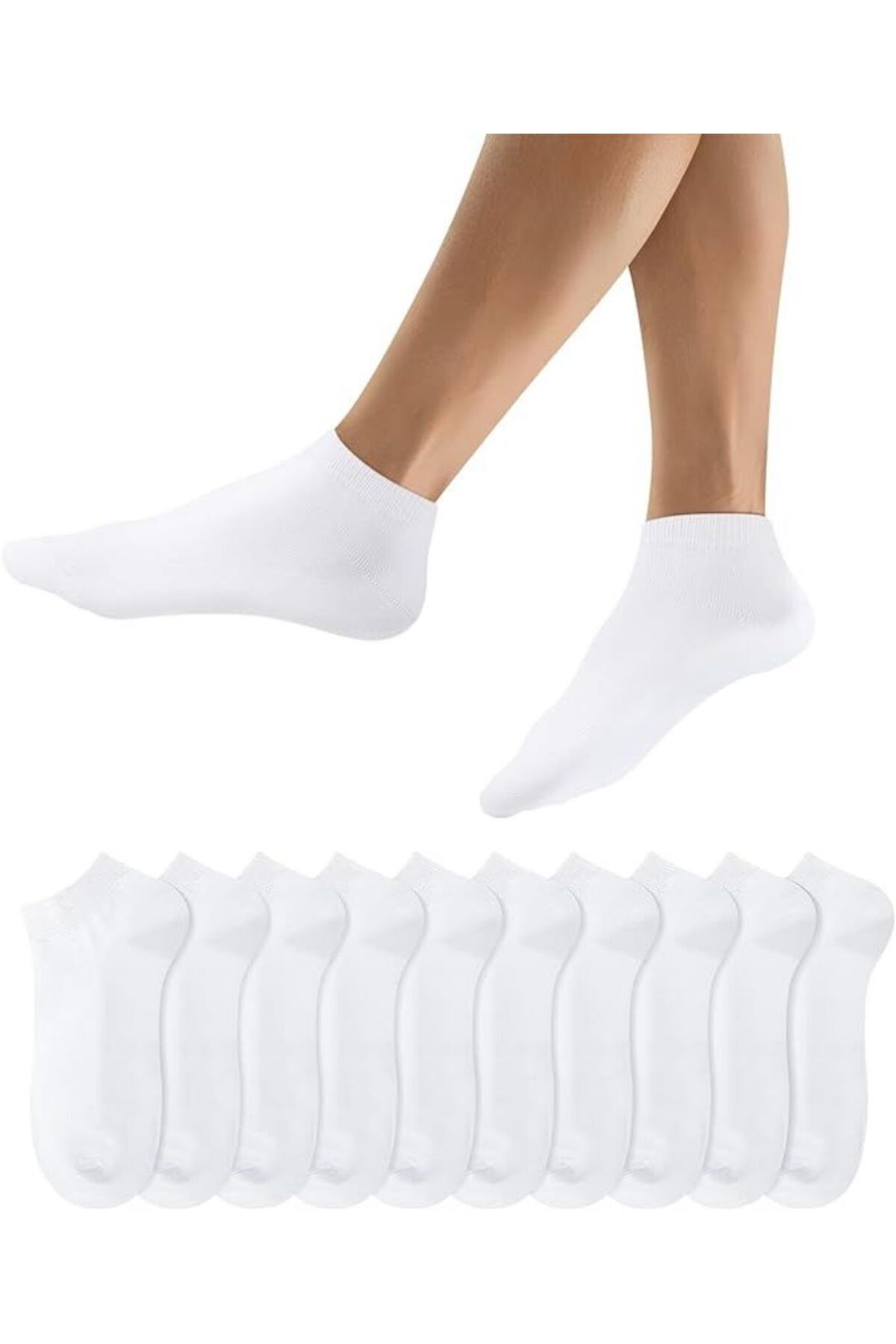 peru moda Unisex 10'lu Beyaz Patik Çorap Spor Çorabı Ekonomik